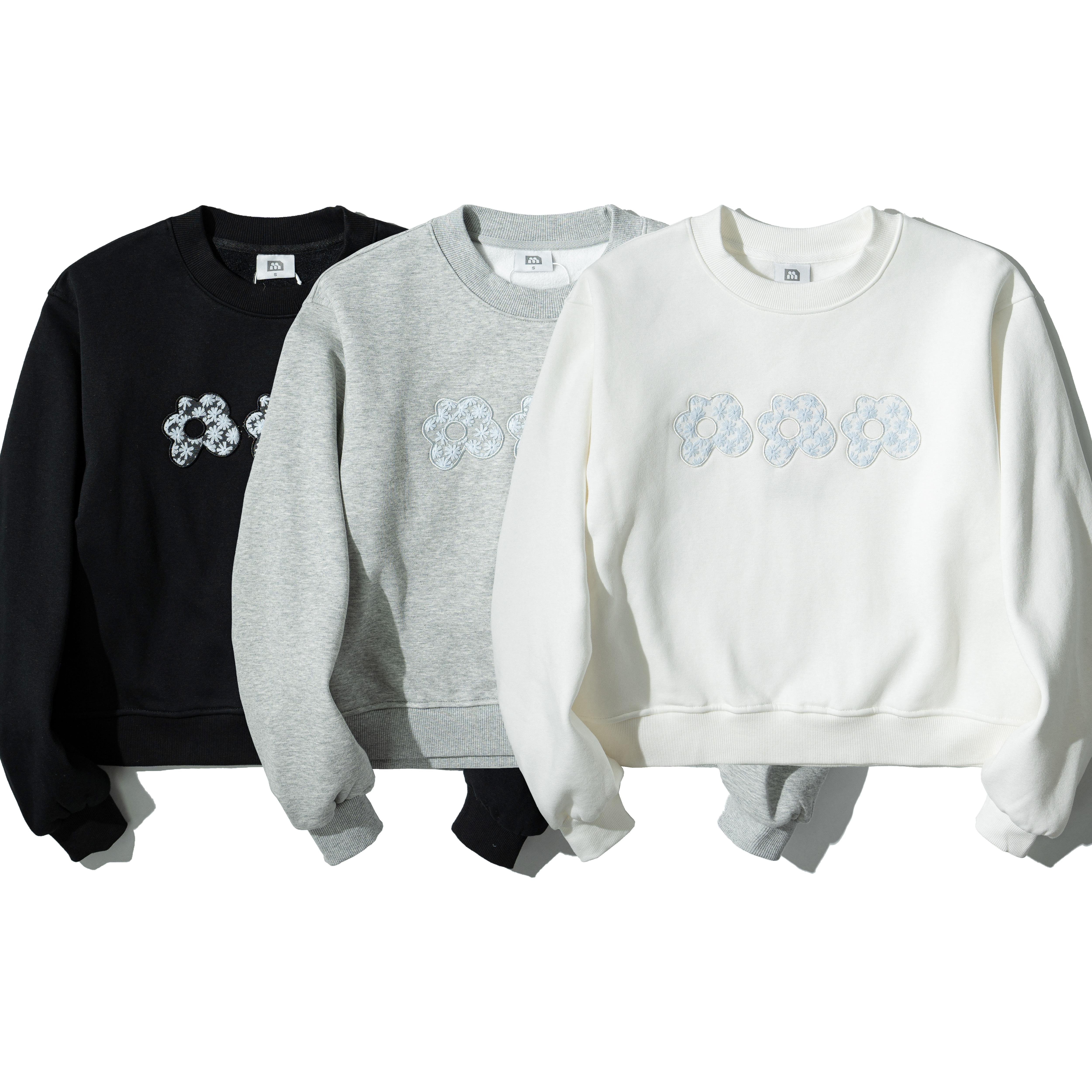 MIAO Flowers Patch Sweater 女裝 布章小花 大學Tee [M-SW02]
