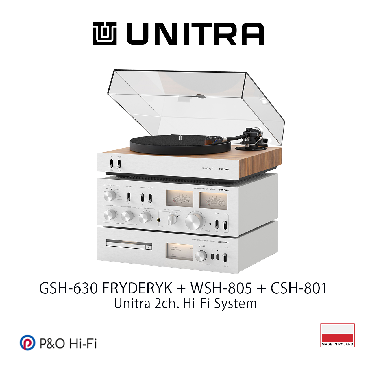 Unitra 黑膠 + CD 播放兩聲道系統 (GSH-630 FRYDERYK + WSH-805 +CSH-801) (2色)