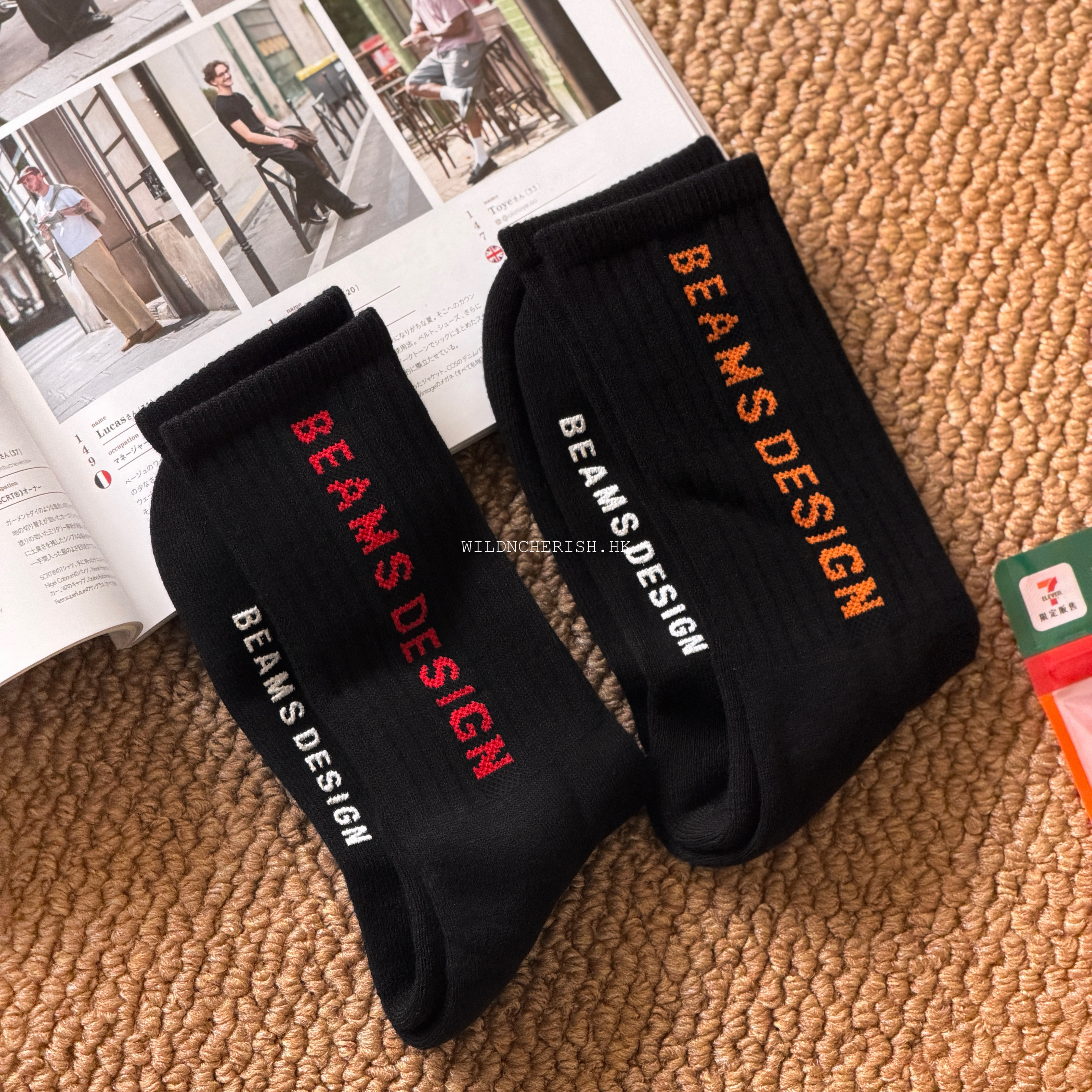 現貨 | 7-ELEVEN x BEAMS DESIGN BD 黑底中筒襪 日本設計 台灣限定