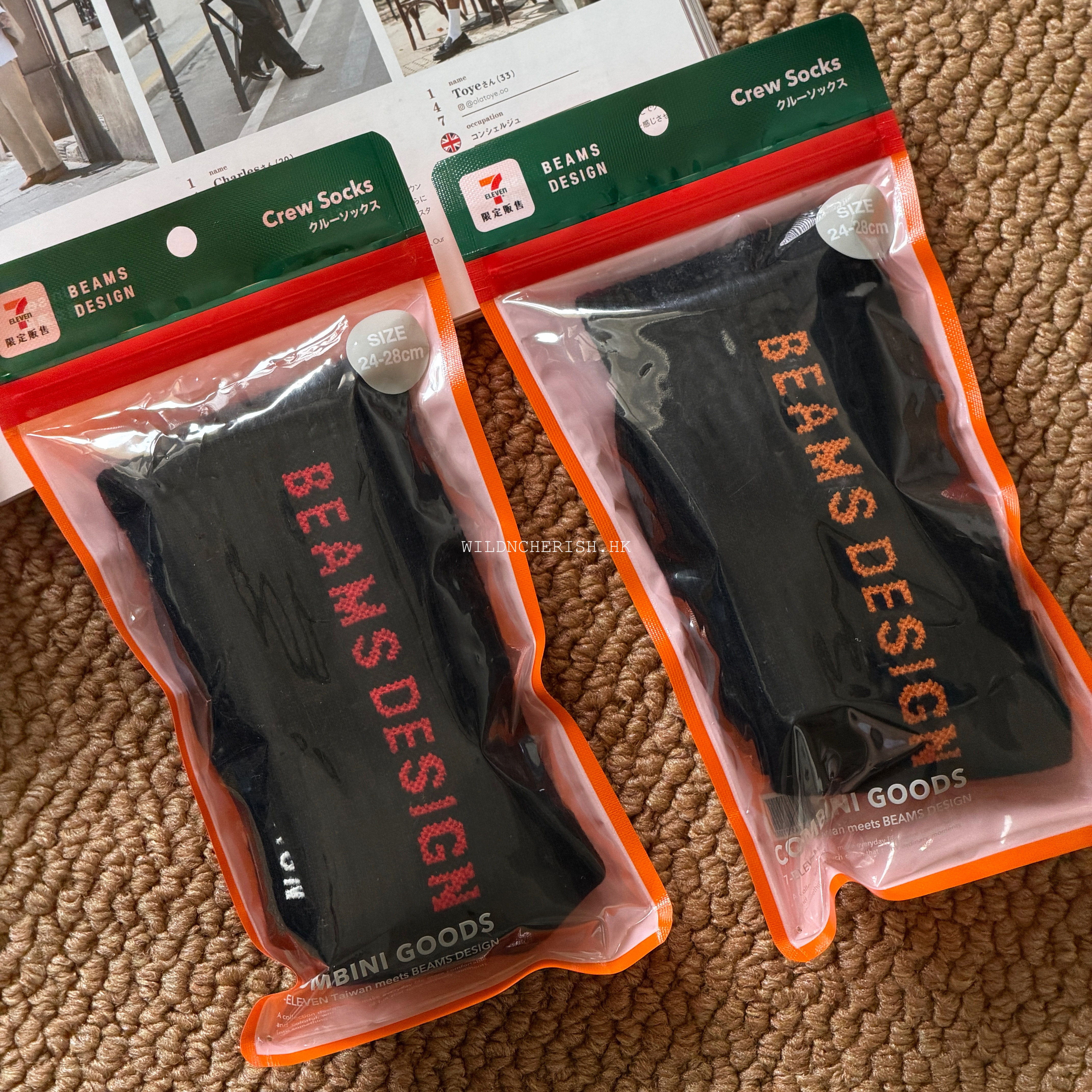 現貨 | 7-ELEVEN x BEAMS DESIGN BD 黑底中筒襪 日本設計 台灣限定