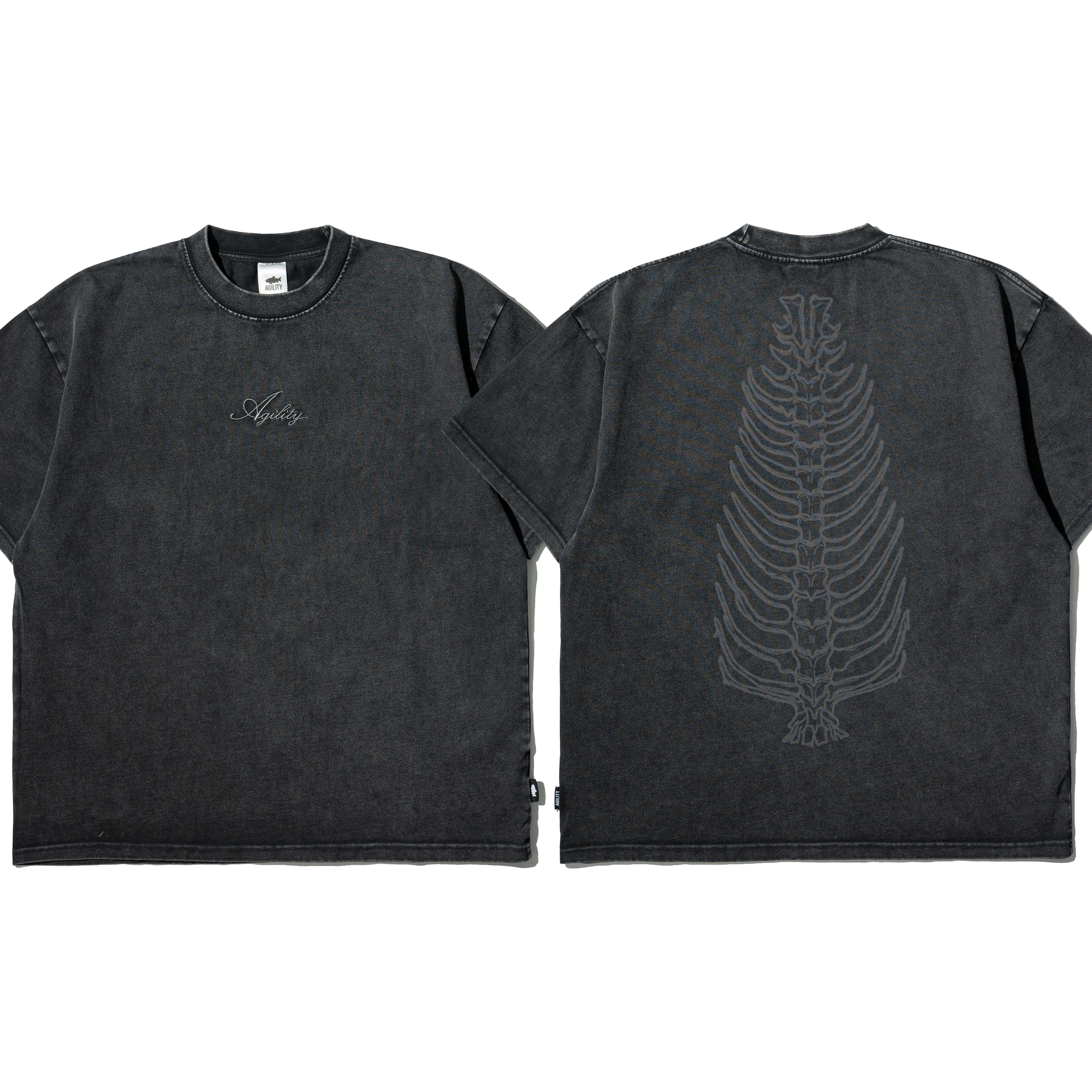 AGILITY Washed Boxy Tee / Bones 寬短水洗 短袖Tee [SR0-魚骨]