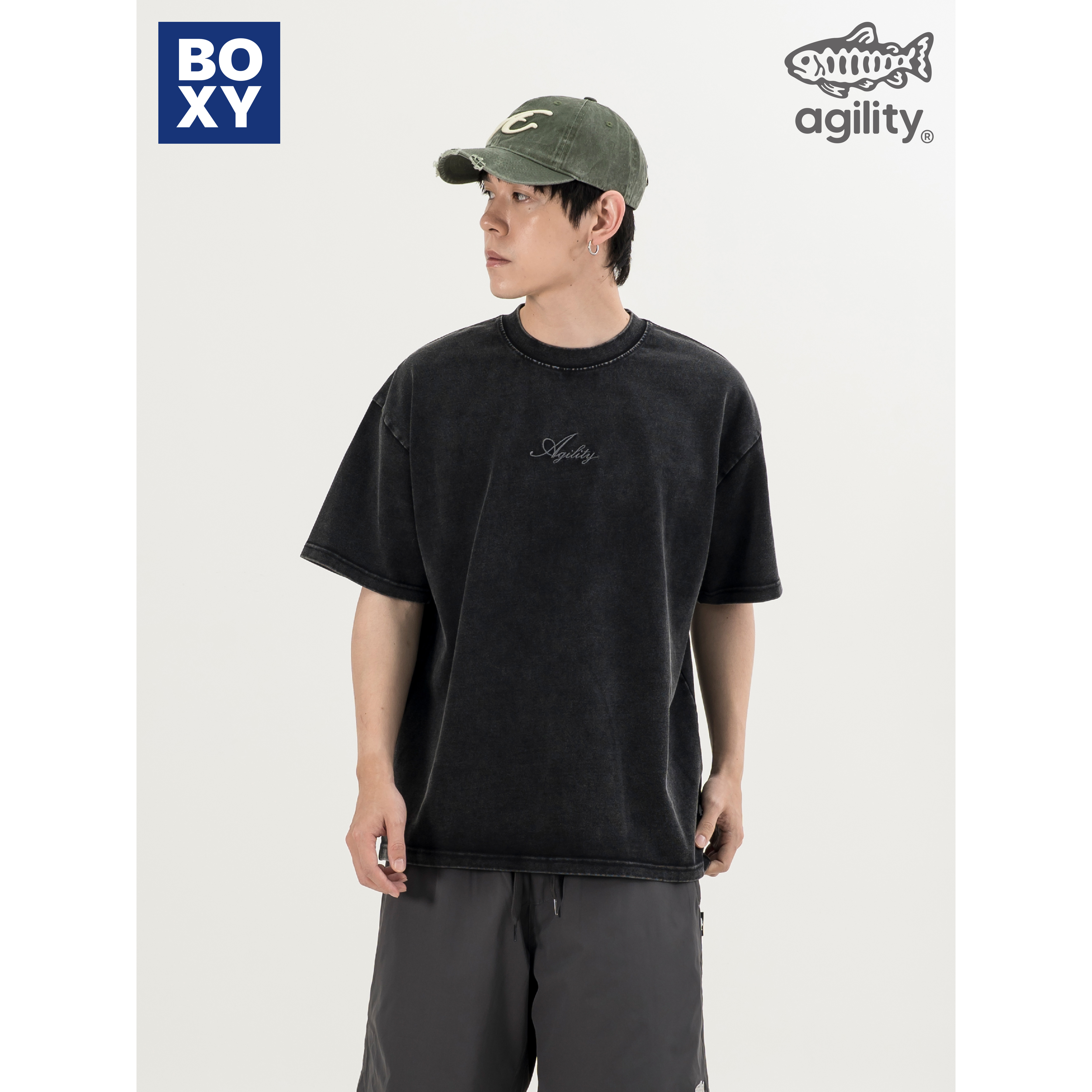 AGILITY Washed Boxy Tee / Bones 寬短水洗 短袖Tee [SR0-魚骨]