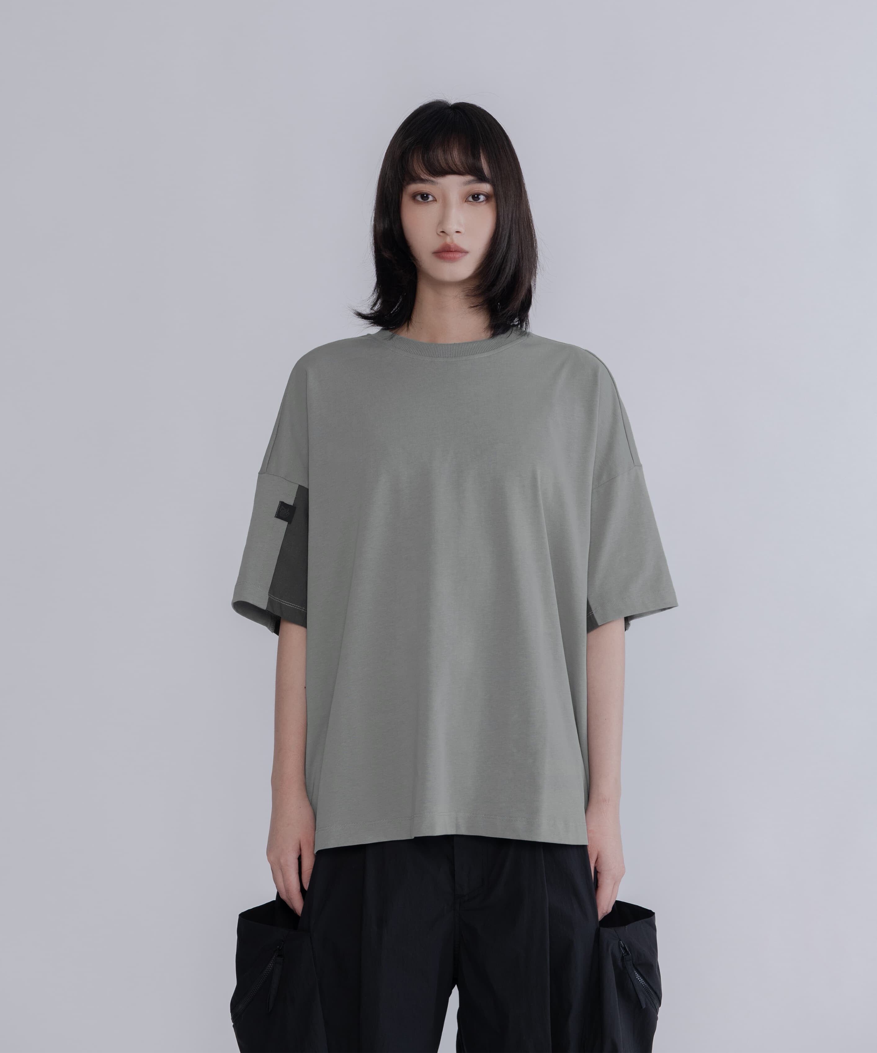 異材質箱型剪裁 Tee｜Mixed-Material Boxy Tee