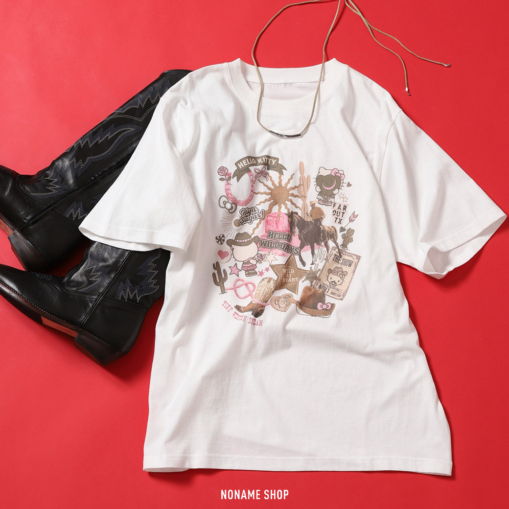 FREAK'S STORE X HELLO KITTY 三麗鷗 聯名款 KITTY 凱蒂貓 西部電影 牛仔風 印花 短袖 兩色 (女款)