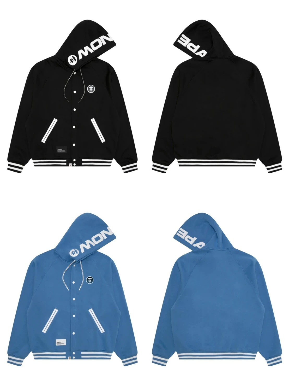 『預購』AAPE ·加絨棒球服連帽衛衣(黑/藍)