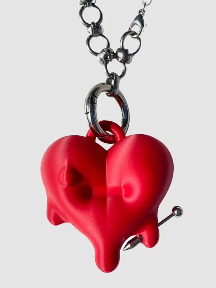 JIMI MELTED HEART NECKLACE - Red
