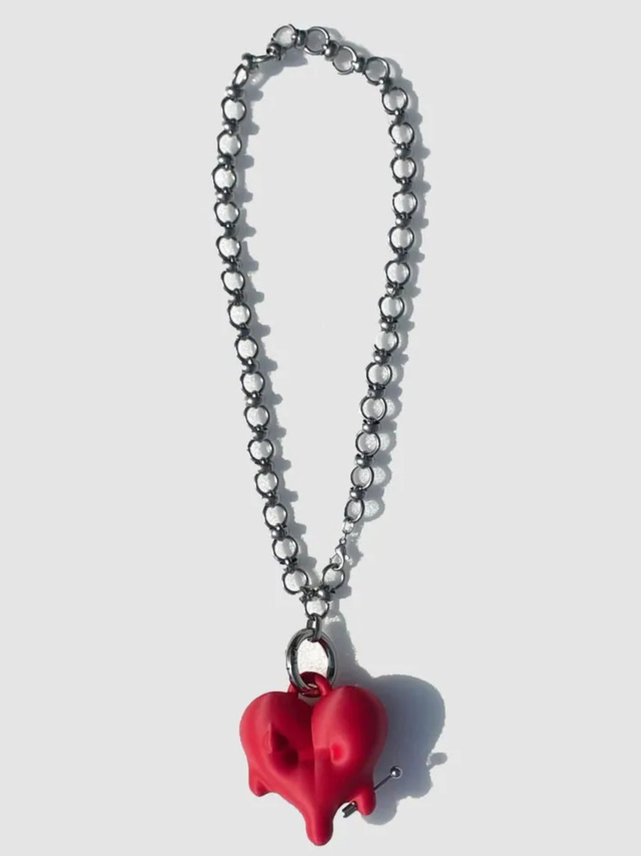 JIMI MELTED HEART NECKLACE - Red