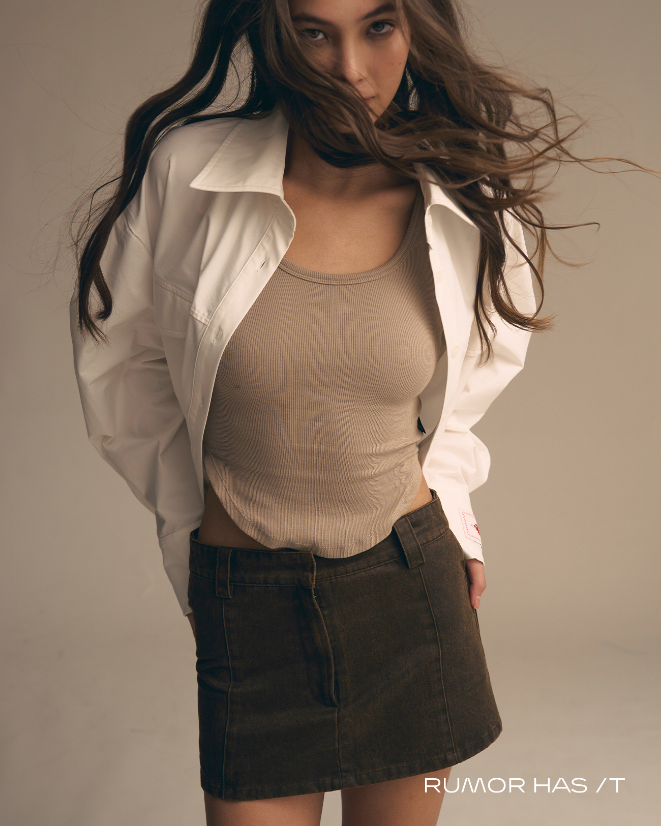 Rust Waxed Mini Skort