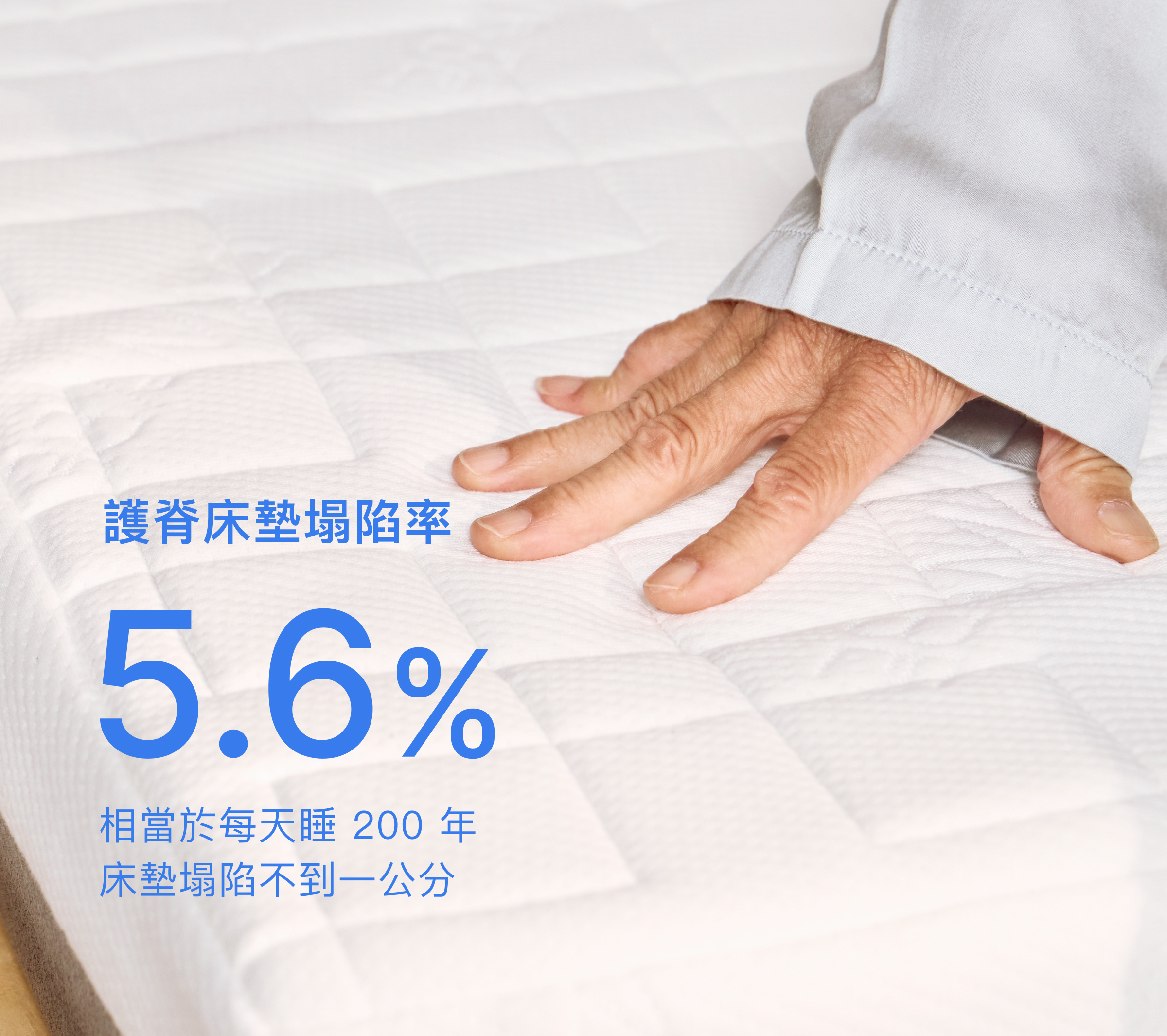 PAMABE CARE 護脊床墊8萬次壓縮測試後塌陷率5.6%