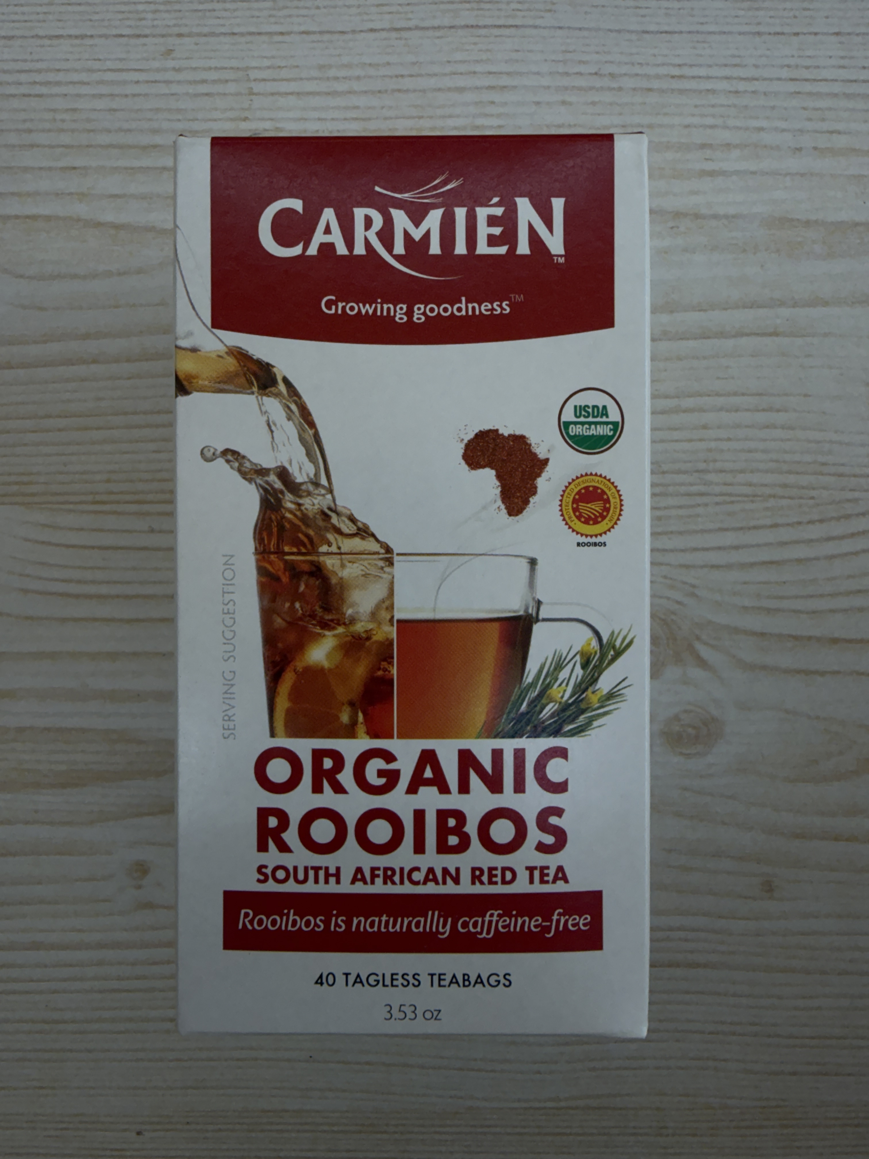 Carmien organic rooibos tea (best before 14 April 2029)
