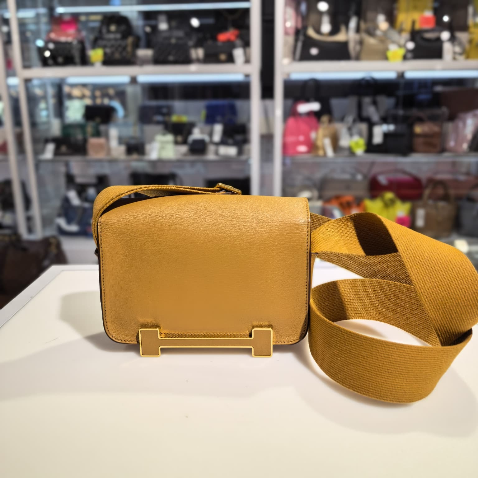 95%NEW二手HERMES Geta 28 caramel 焦糖色金扣山羊皮 B #BRAND NEW #香榭站正品