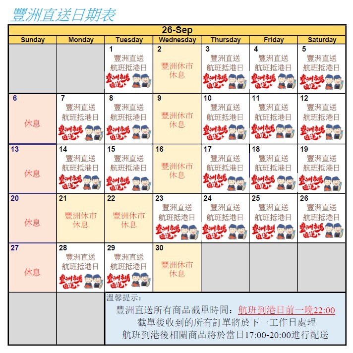 最新空運直送貨期表及訂購須知