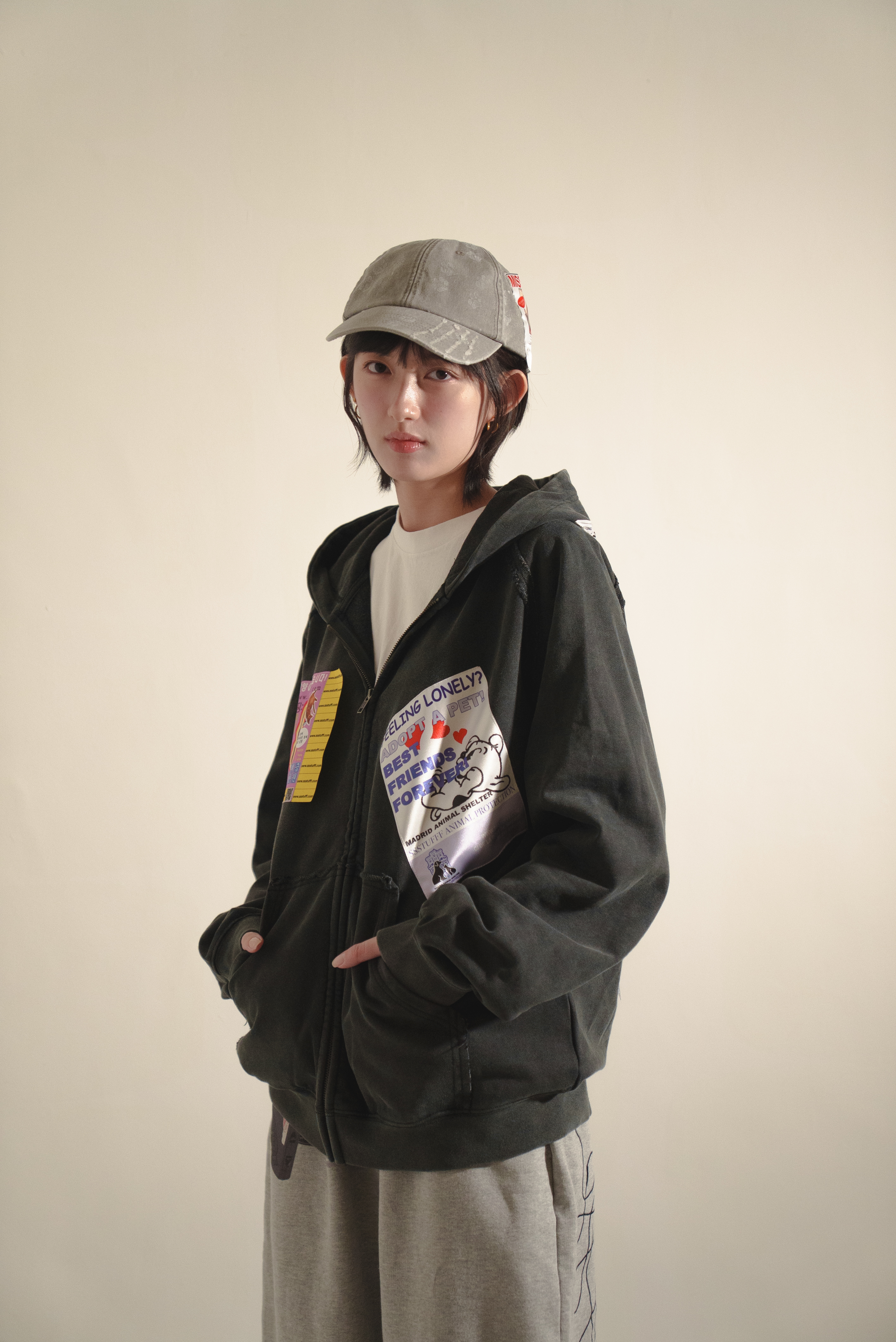 SSSTUFFF Ads Zip Up Jacket ''Black'' 廣告貼布 拉鍊外套 黑色
