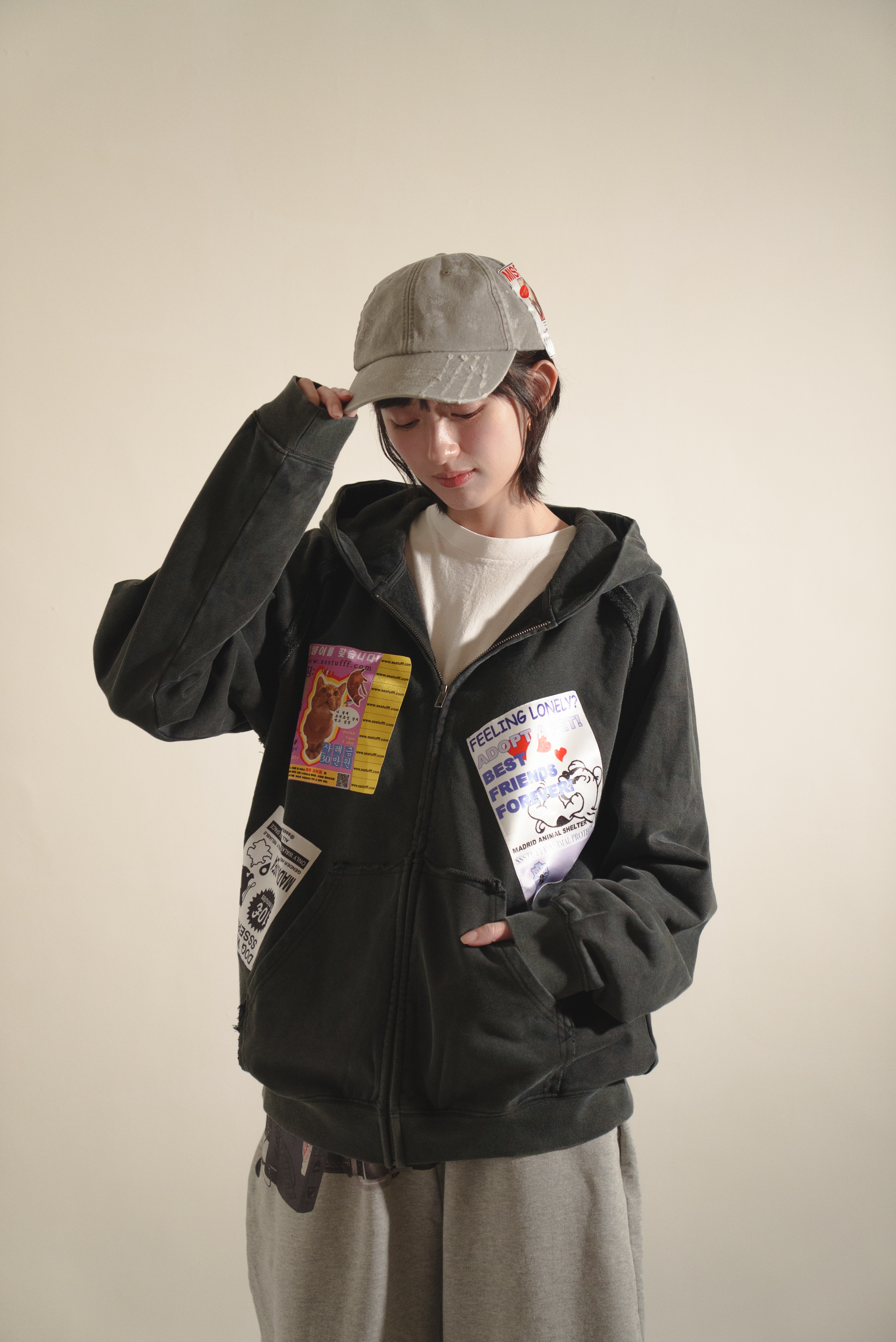 SSSTUFFF Ads Zip Up Jacket ''Black'' 廣告貼布 拉鍊外套 黑色