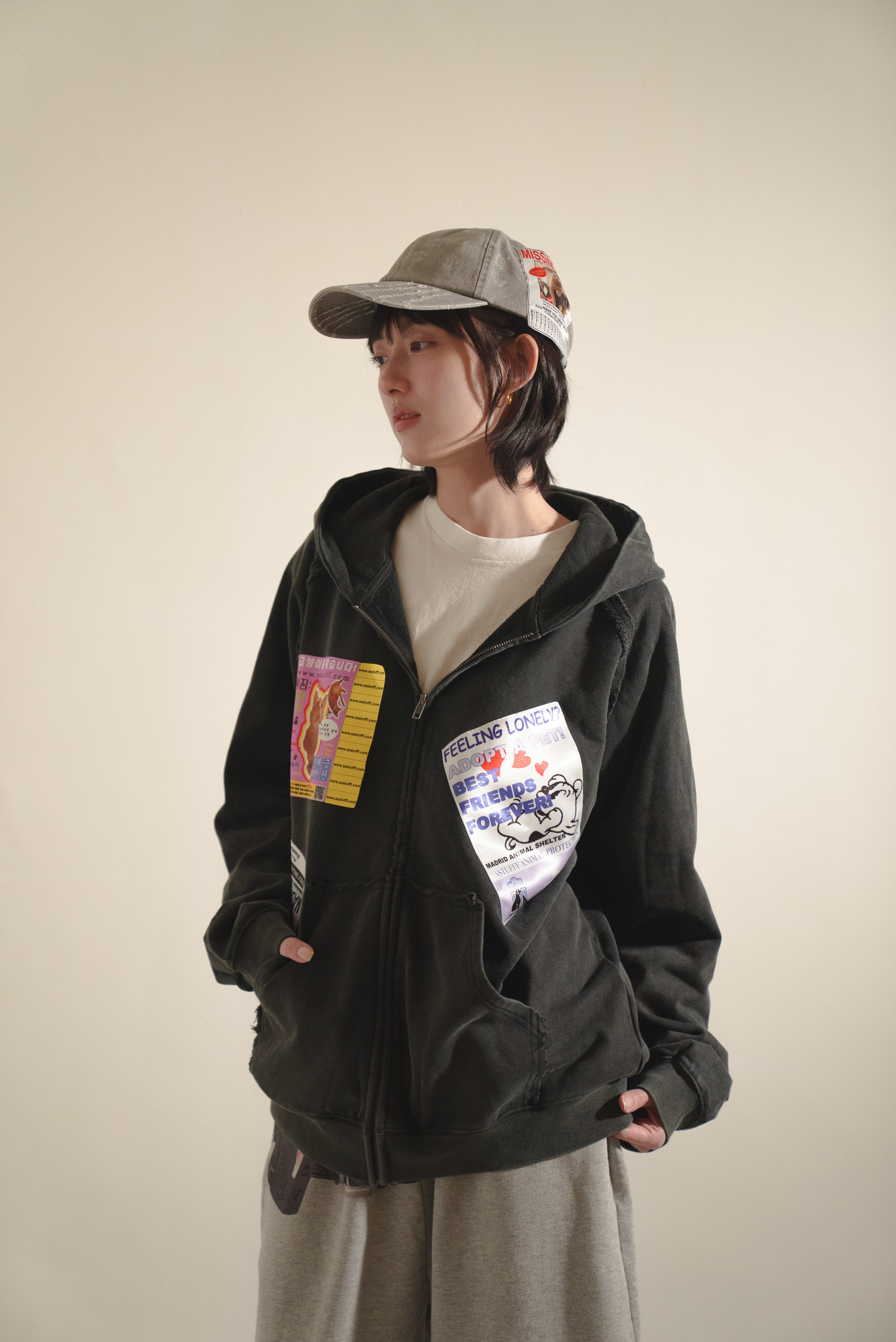 SSSTUFFF Ads Zip Up Jacket ''Black'' 廣告貼布 拉鍊外套 黑色