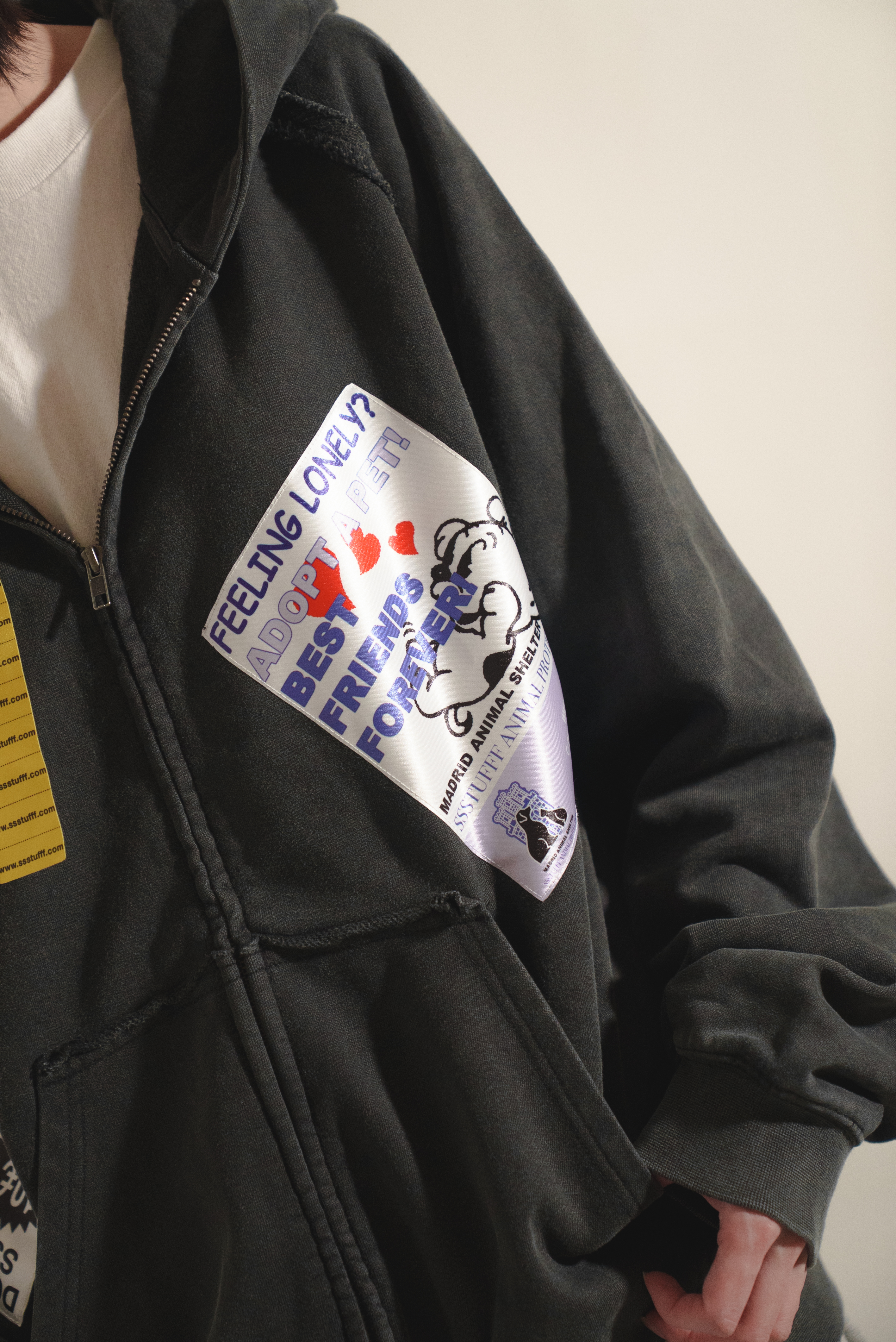 SSSTUFFF Ads Zip Up Jacket ''Black'' 廣告貼布 拉鍊外套 黑色