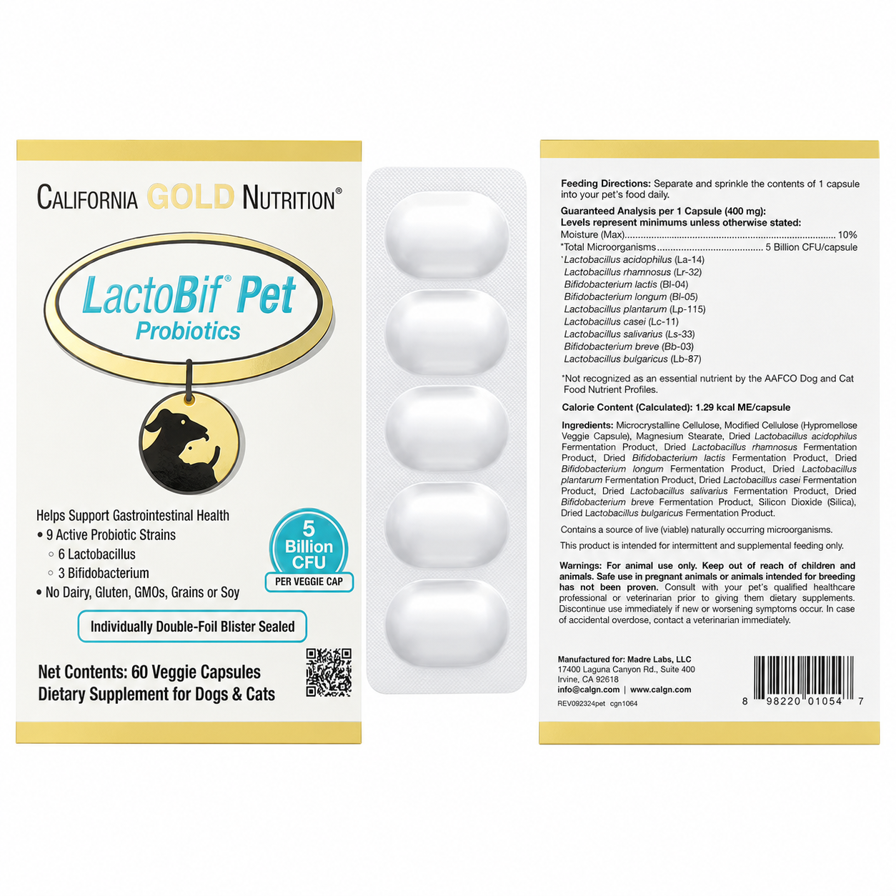 【iHerb】任兩件免運 CGN Gold LactoBif 寵物益生菌 益生菌 50億 CFU 60粒 犬貓適用