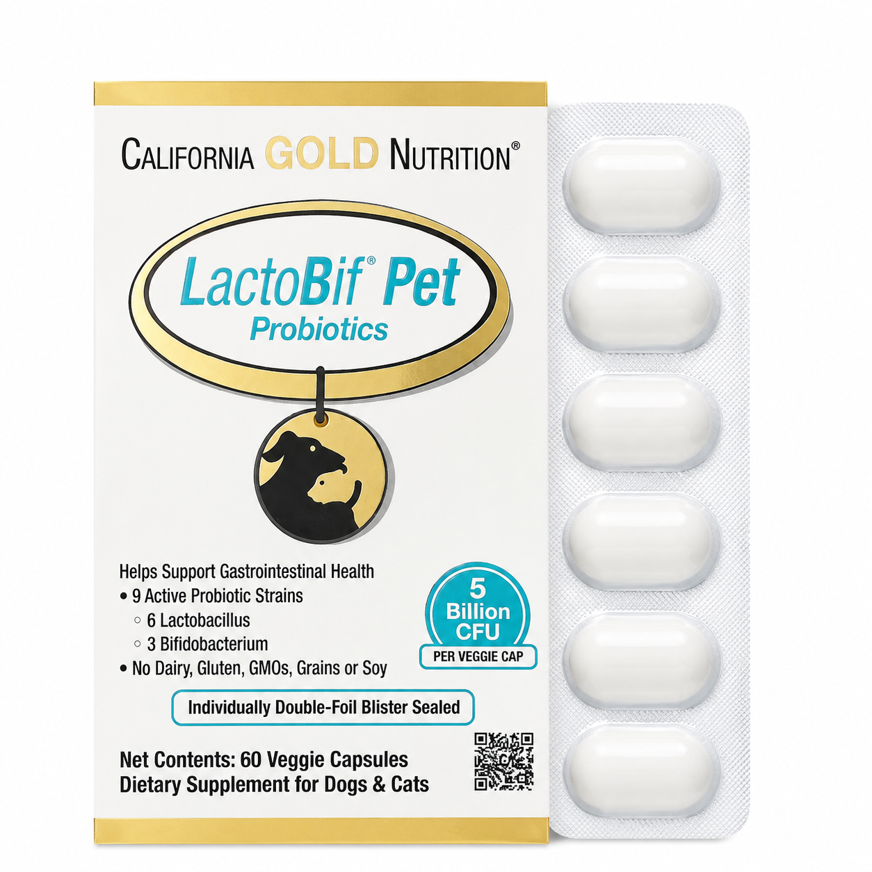 【iHerb】任兩件免運 CGN Gold LactoBif 寵物益生菌 益生菌 50億 CFU 60粒 犬貓適用