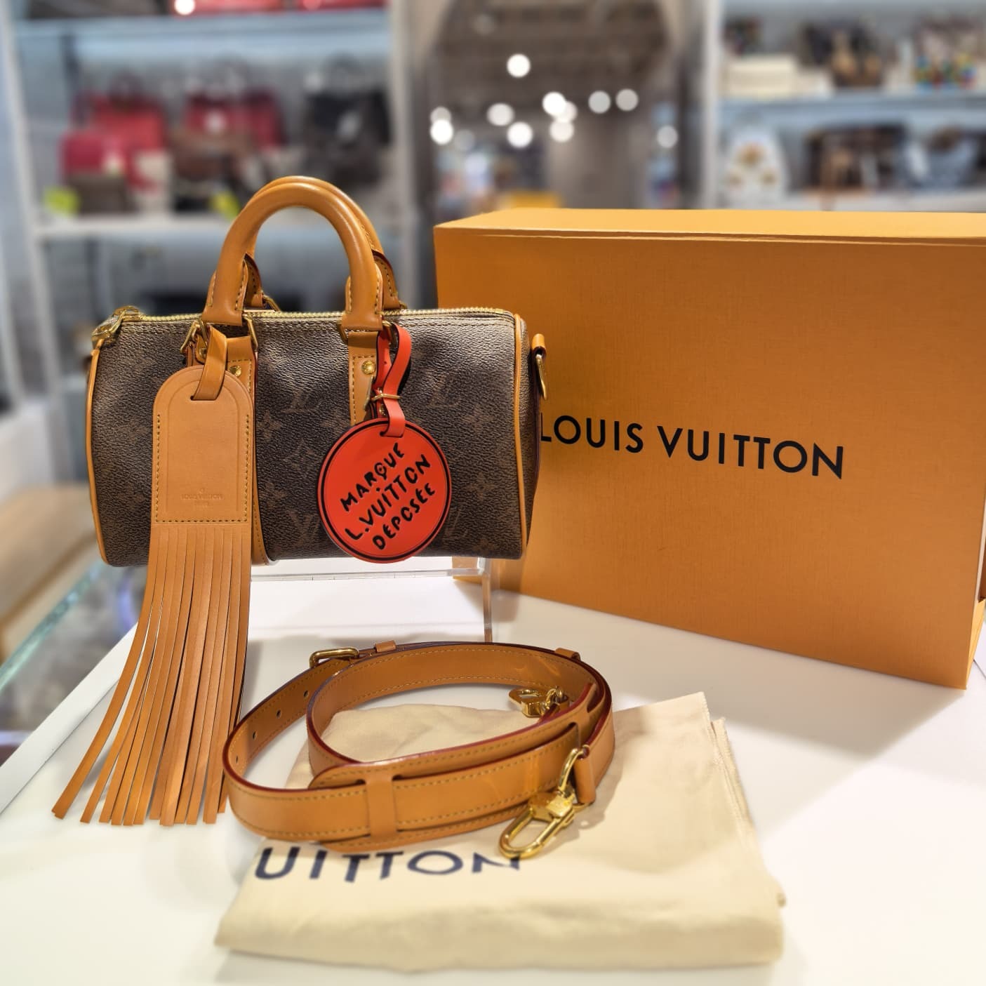 特別限量版!!! 全新LV Keepall 25 M11542 Bandouliere 老花洗水做舊帆布牛皮Monogram #BRAND NEW #香榭站正品