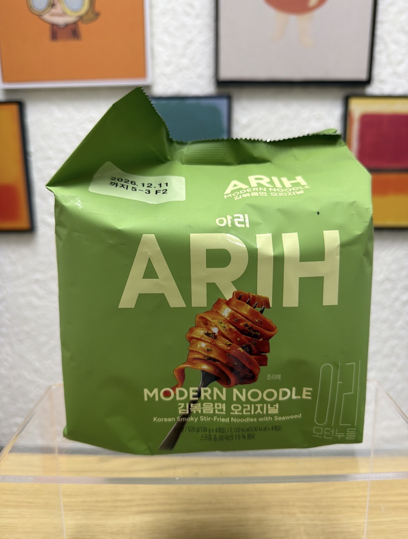 VQ15 BTS x ARIH MODERN NOODLE 現代寬扁麵 (140gX4個)  -原味紫菜炒麵味  **到期日: 約2026/11