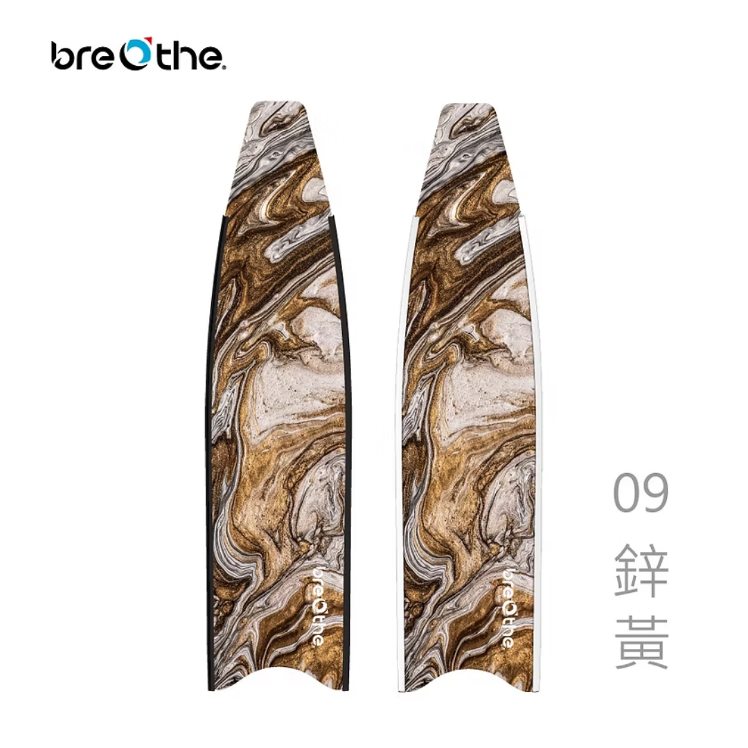 ▲水呼吸breathe 碳纖維長蛙鞋板 鋅黃 15-A-09