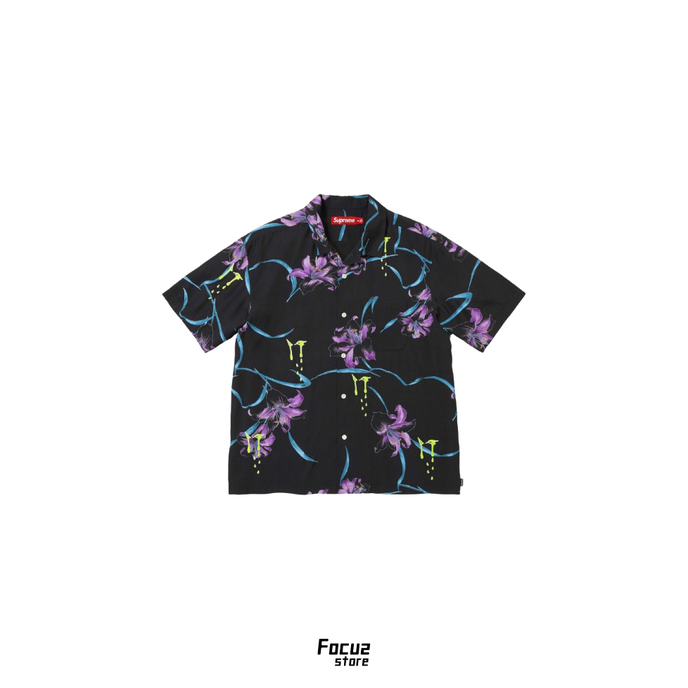 【Focus Store】現貨 Supreme SS26 Lilies Embroidered S/S Shirt "Black" 黑色 刺繡襯衫