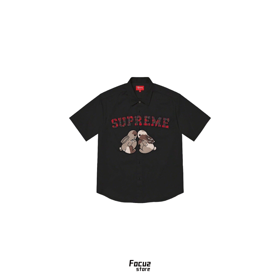 【Focus Store】現貨 Supreme SS23 Week14 Bunnies S/S Work Shirt "Black" 黑色 工裝襯衫 兔子
