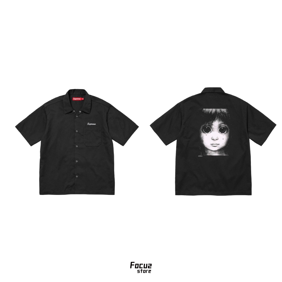 【Focus Store】現貨 Margaret Keane x Supreme SS24 Week9 Teardrop S/S Work Shirt "Black" 黑色 工裝襯衫 流淚女孩