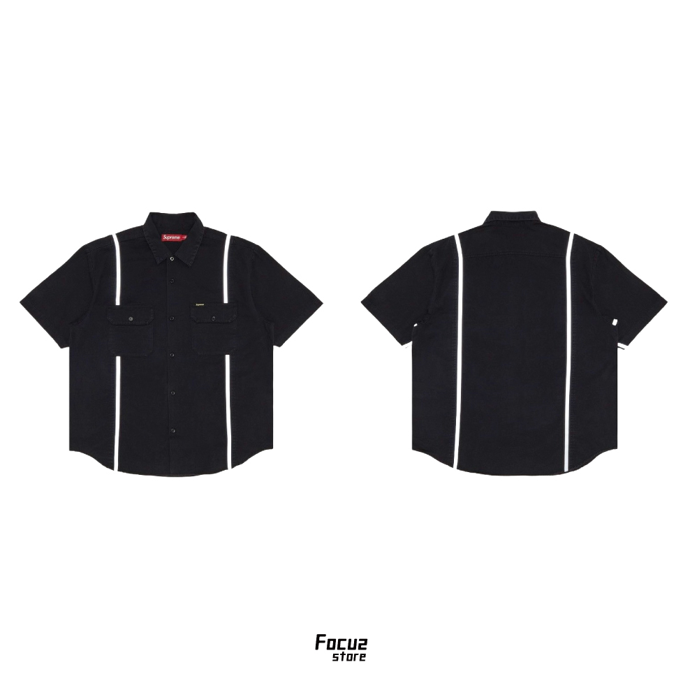 【Focus Store】現貨 Supreme SS25 Reflective Stripe S/S Work Shirt "Black" 黑色 工裝襯衫 條紋襯衫