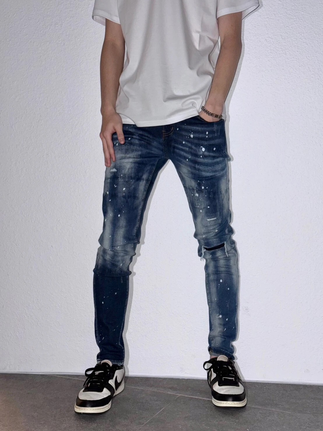 【Freizeit費瑞特】星空藍潑漆｜牛仔褲