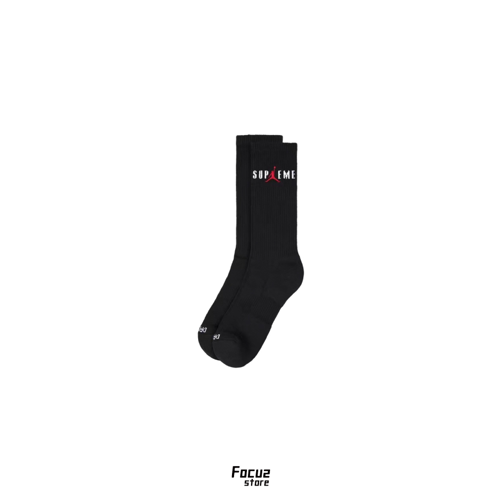 【Focus Store】現貨 Jordan x Supreme FW24 Week7 Crew Socks "Black" 黑色 聯名款 長襪