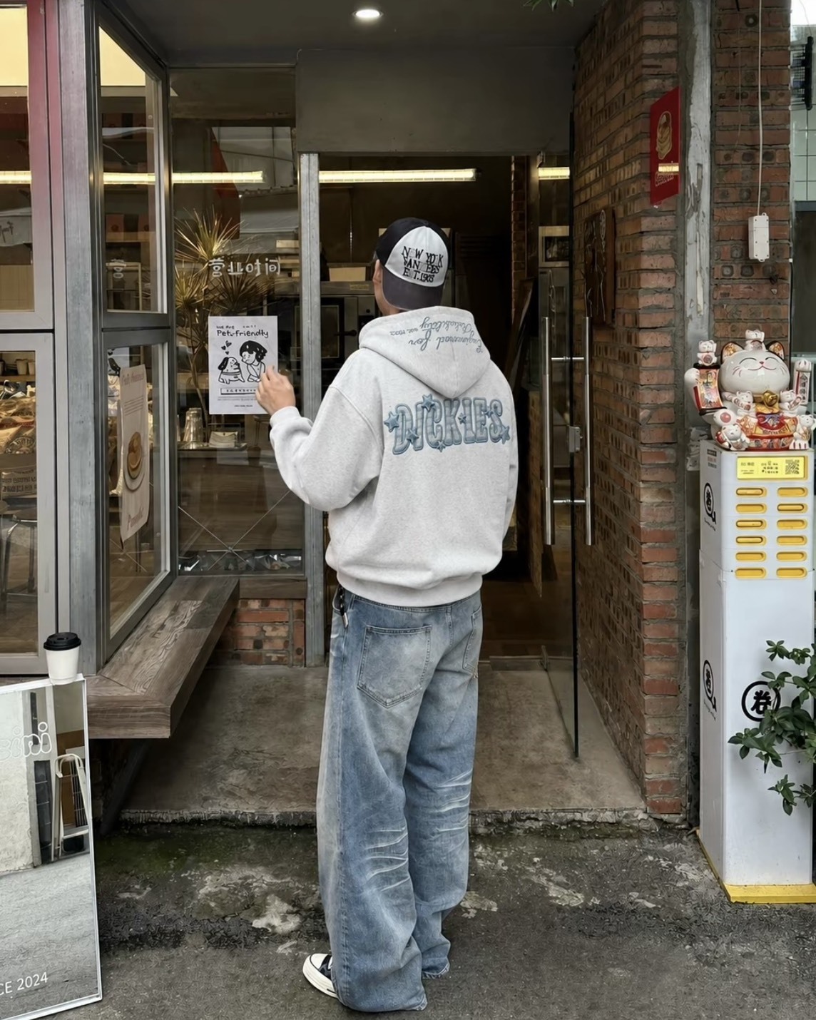 Dickies 美式 復古 格紋 拼接 Logo 草寫 字體 連帽外套 4色