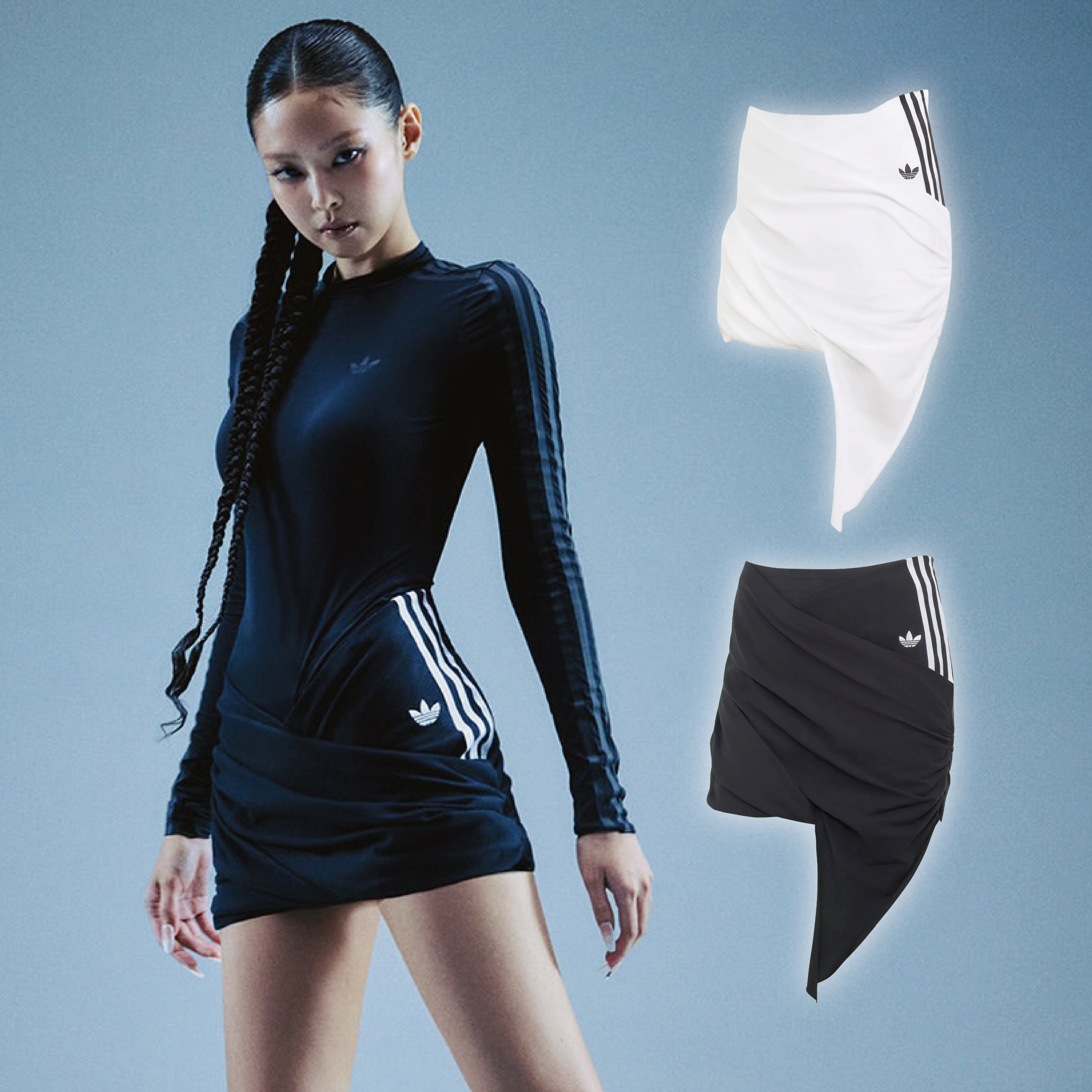 ADIDAS ORIGINALS BY JENNIE 疊層短裙 褲裙 抓皺 金珍妮 女款 白色 LD4969 黑色 LD8930 / 預購