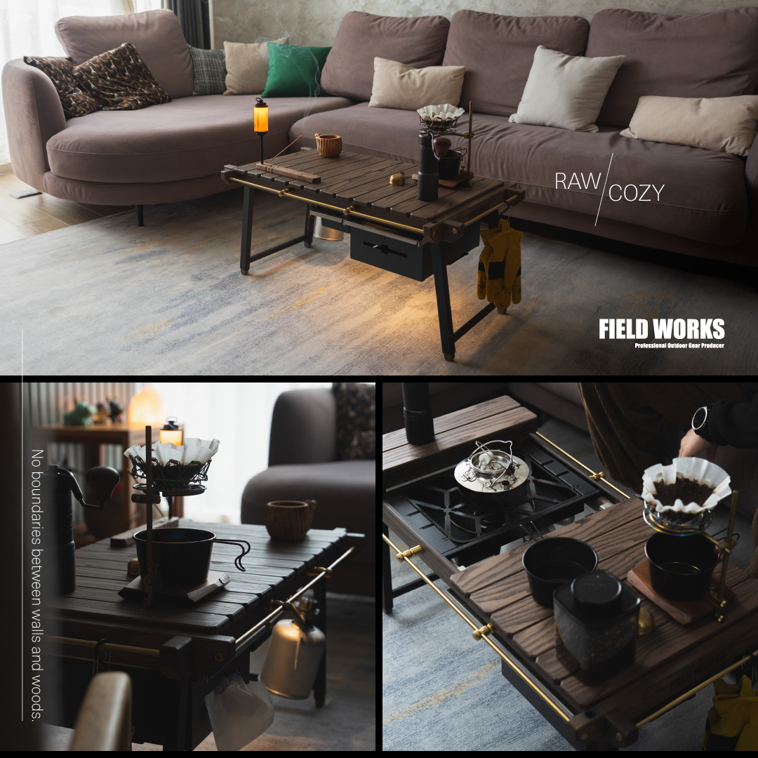 RAW/COZY——擎桌在客廳當茶几，下抽收納與沙發日常情境