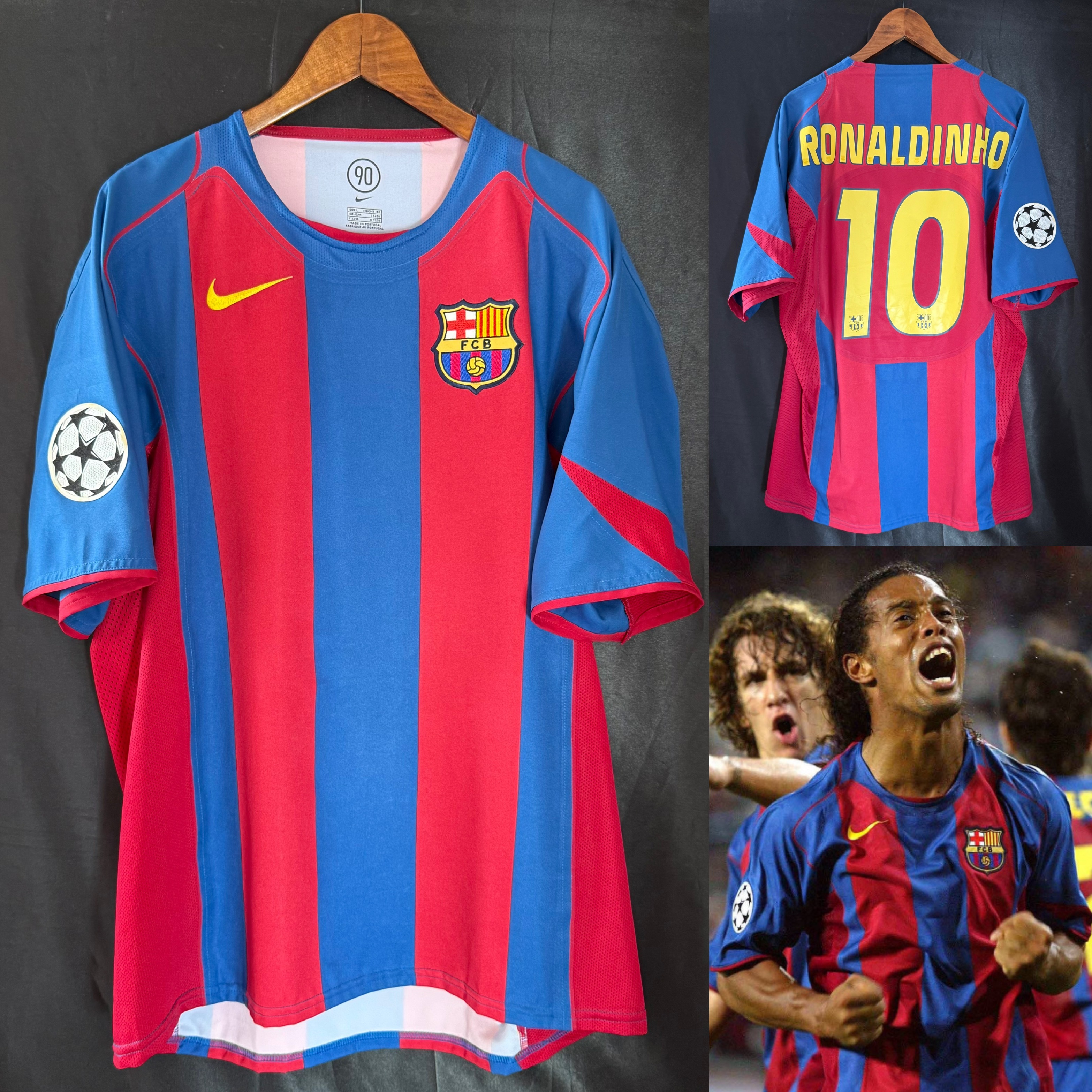 (Player Issue) FC Barcelona 2004-2005 UEFA Champions League Nike Home Player Issue Shirt #10 RONALDINHO