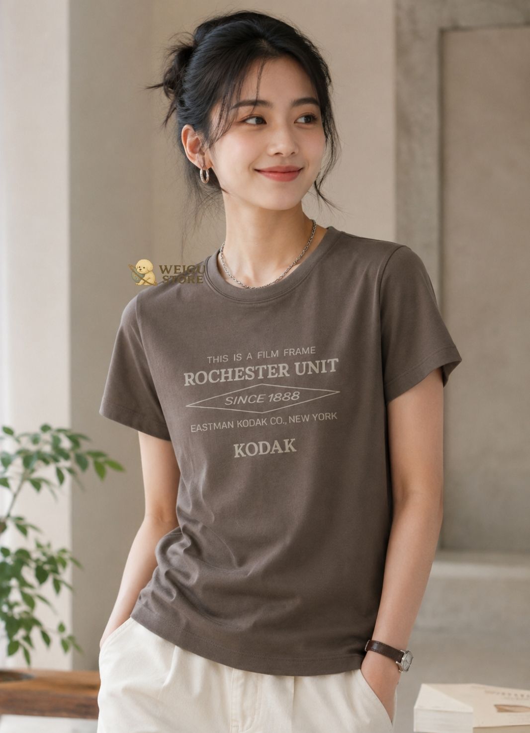 【預購】KODAK 柯達 復古水洗 女款 短袖上衣 K6322LRSB1