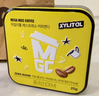 VQ12 韓國MEGA MGC COFFEE X GS25 無糖木糖醇濃縮咖啡糖X3盒