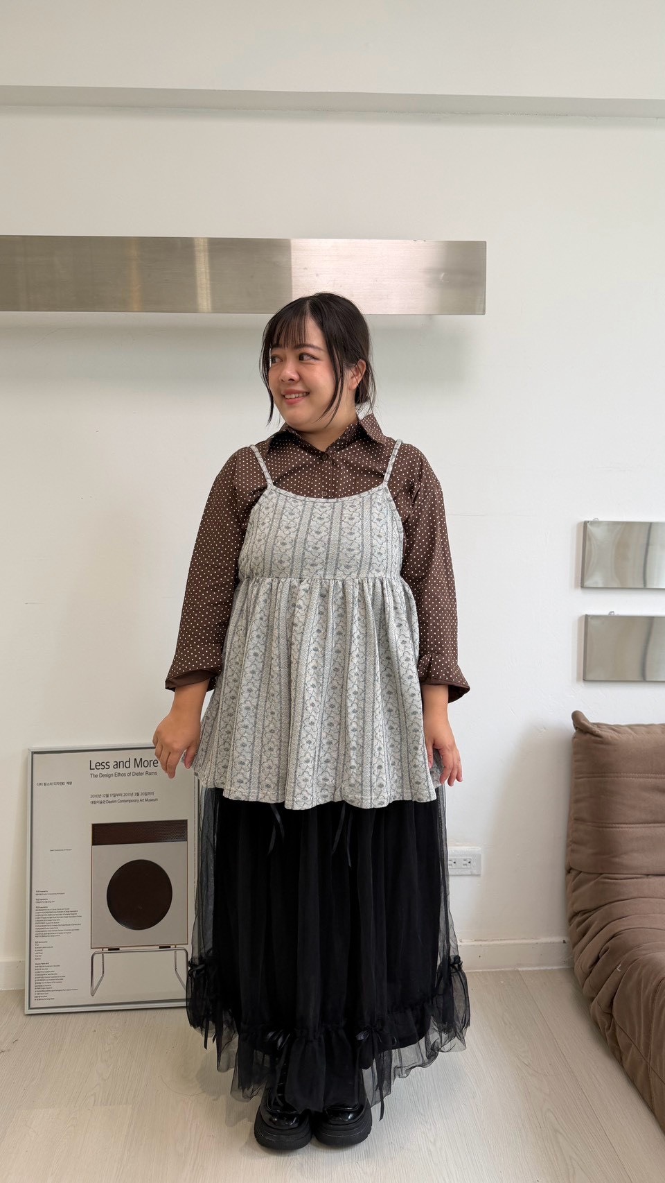 日系感緹花感長板背心