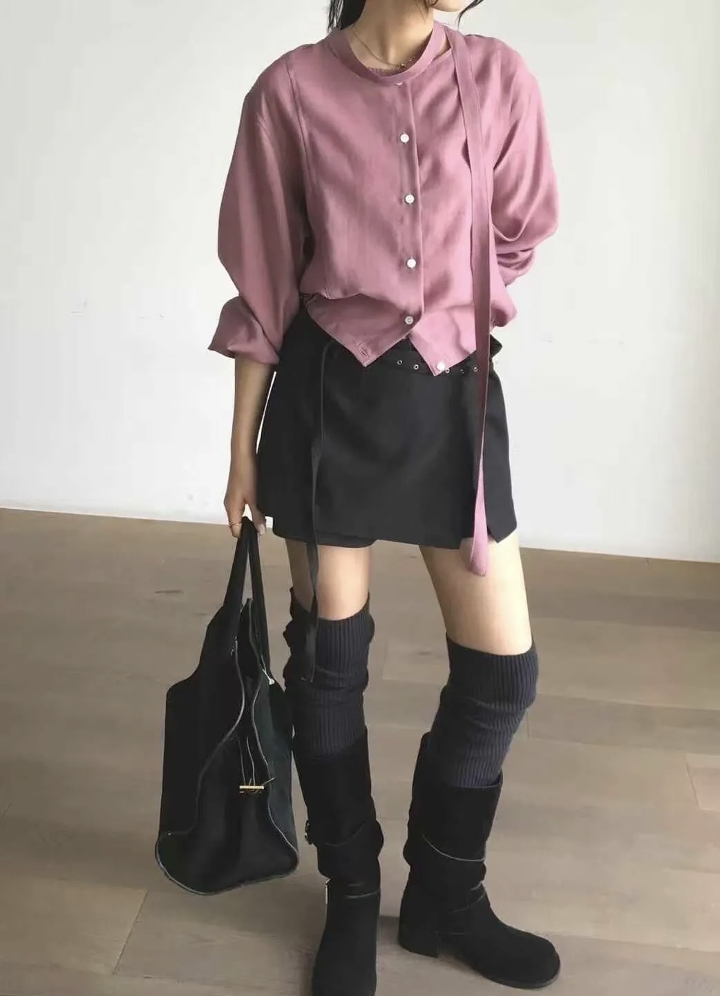 Cento 個性綁帶縮腰襯衫
