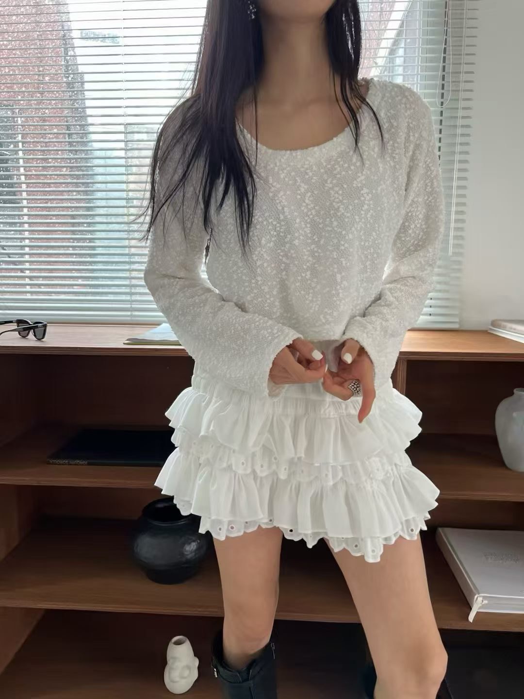 洞洞花邊蛋糕裙