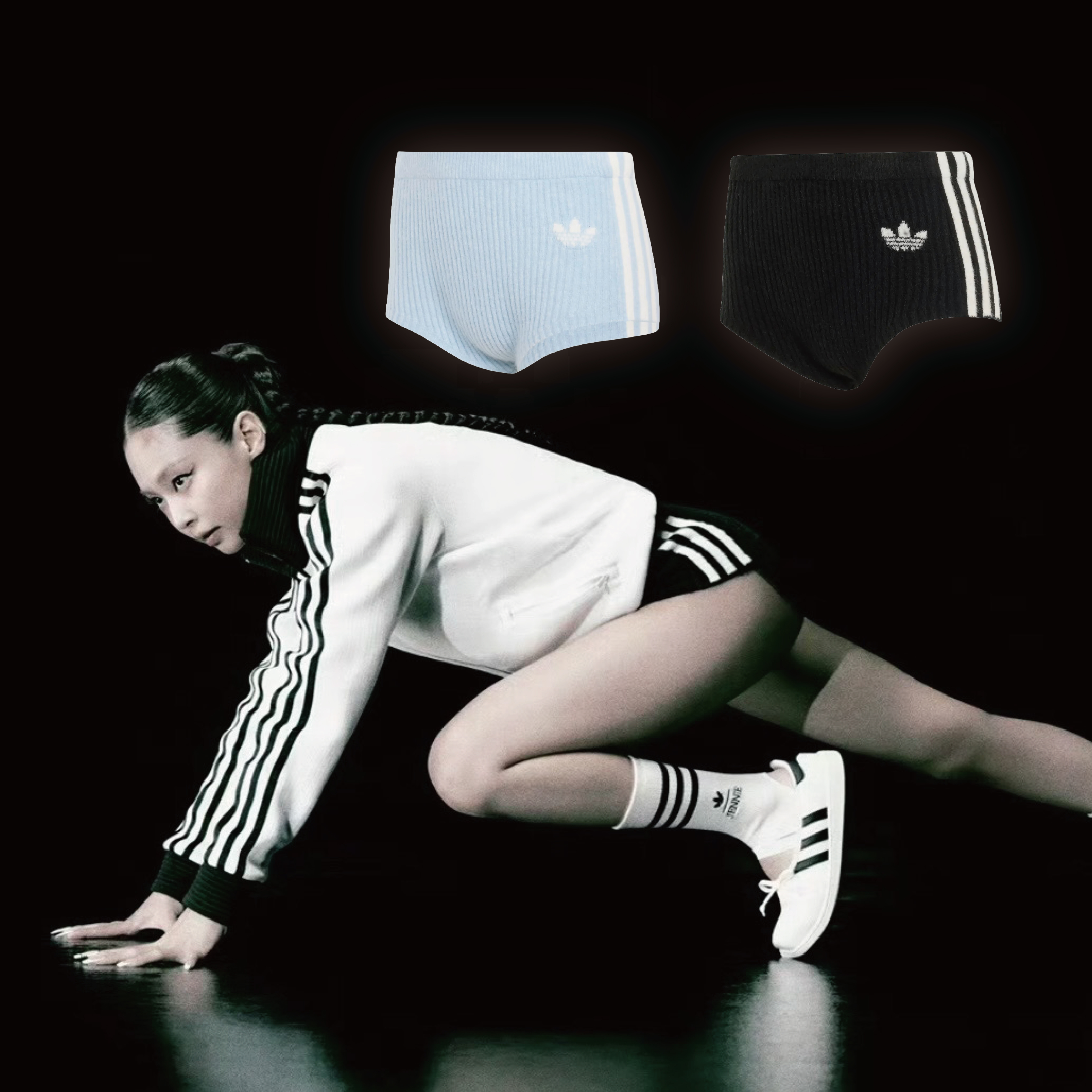 ADIDAS ORIGINALS BY JENNIE 針織短褲 極短褲 金珍妮 女款 黑色 LD8935 寶寶藍 LD8934 / 預購