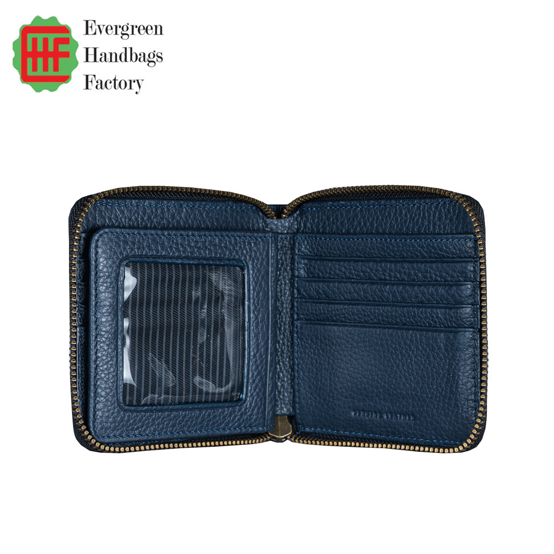 Leather Zip Around Short Bi-fold Wallet