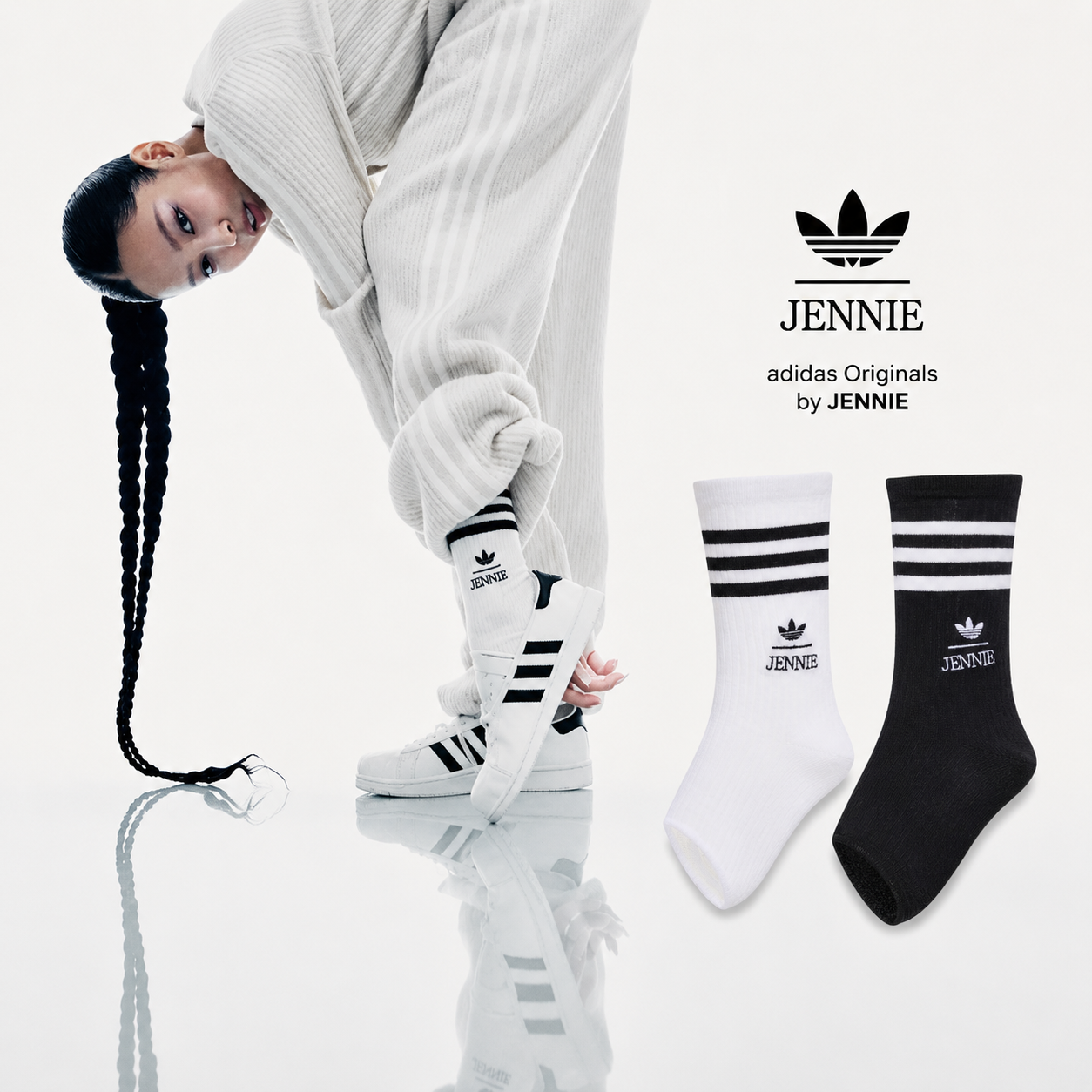 預購┃adidas JENNIE 襪套 鏤空襪 黑色 白色