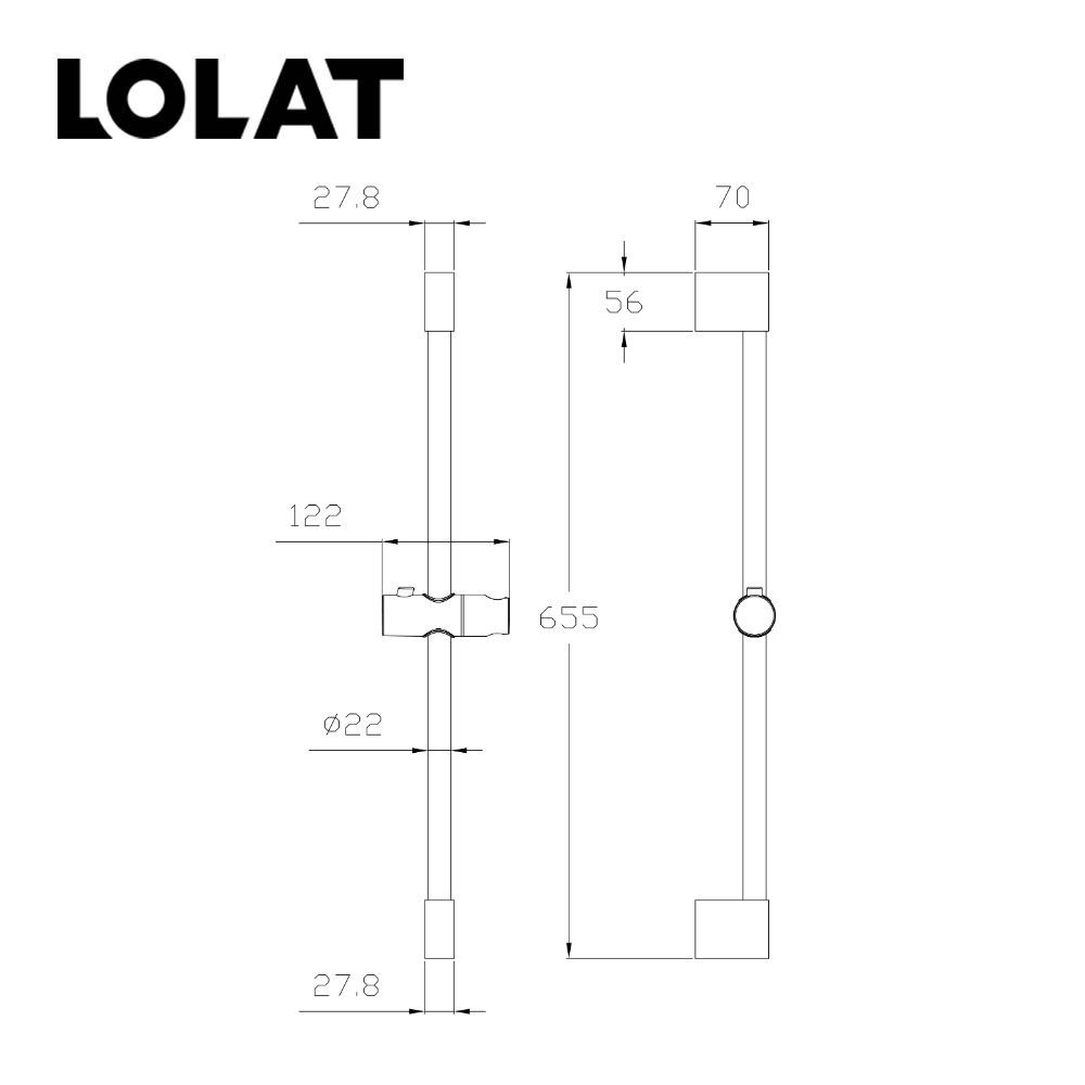 LOLAT蓮蓬頭升降桿22mm-鉻色OS369(可加購皂盤)