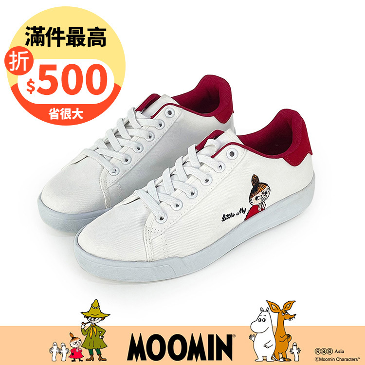 Paidal x Moomin姆明谷 小美免綁帶休閒鞋不彎腰輕運動鞋-小白鞋