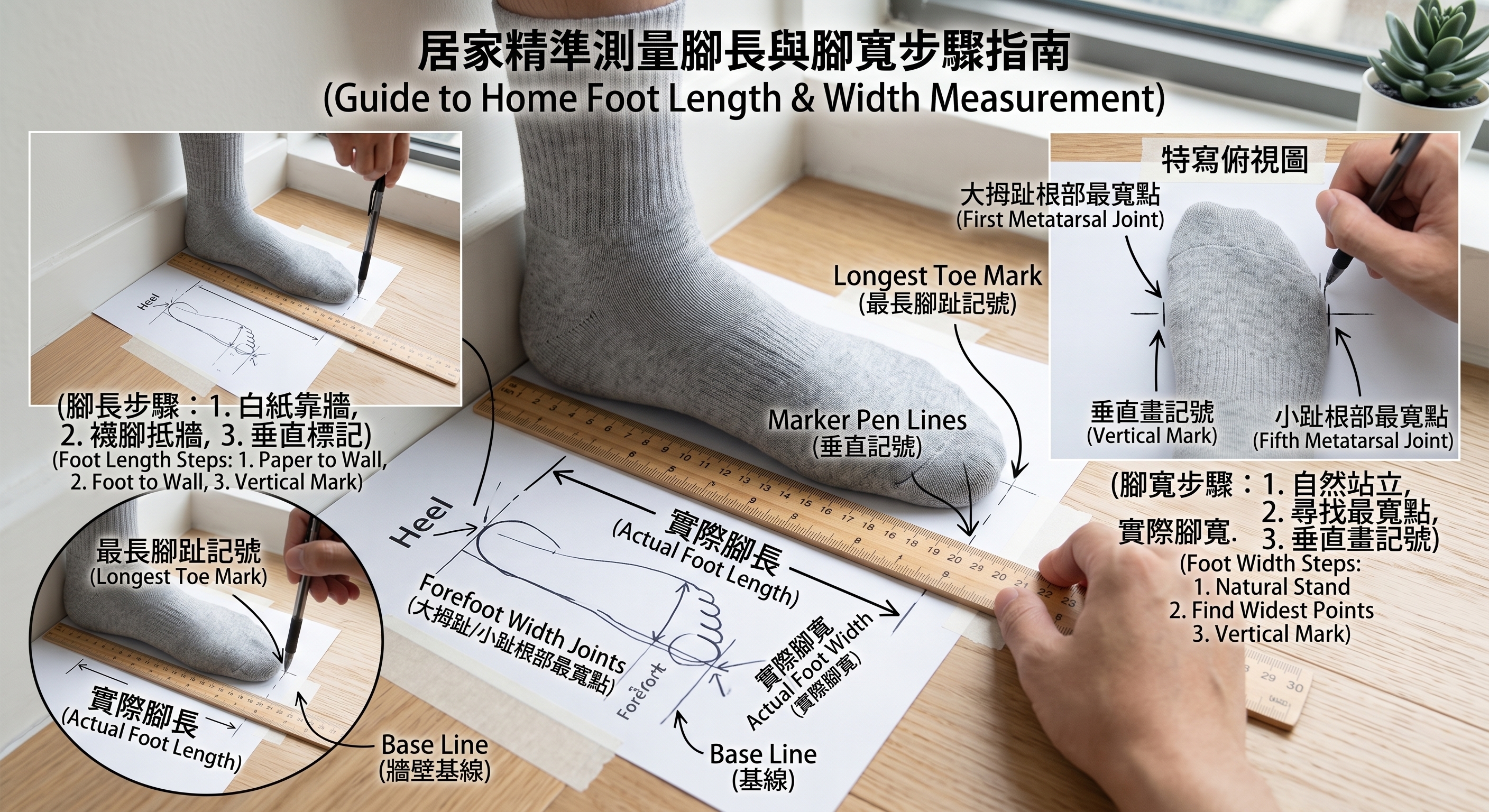 鞋子尺寸怎麼選腳長腳寬測量方法