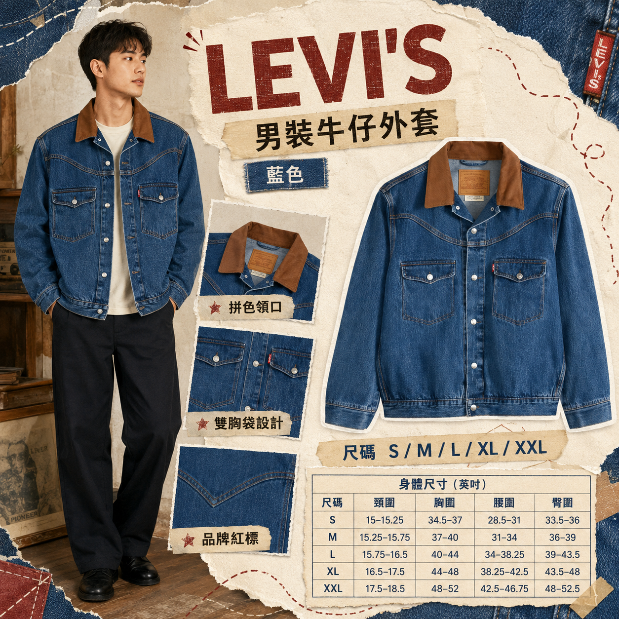 【預購】LEVIS H090158 牛仔外套 (藍色)