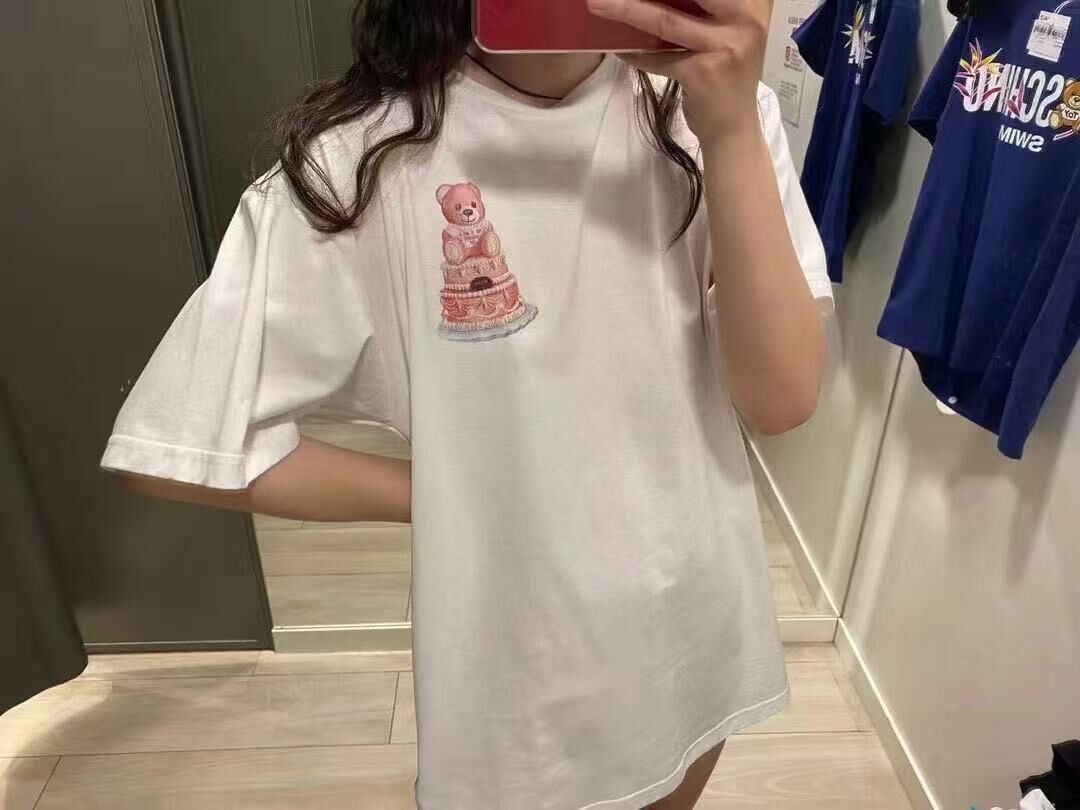 【預購】Moschino S090103 小熊草莓蛋糕印花短袖上衣