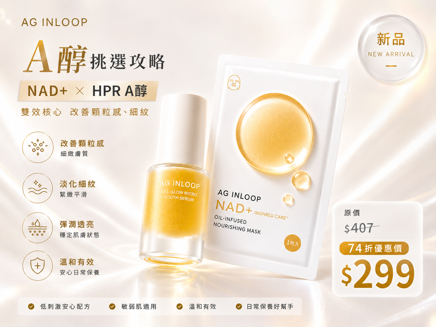 AGINLOOP, 雙效煥顏組合, HPR微分子煥顏精華
