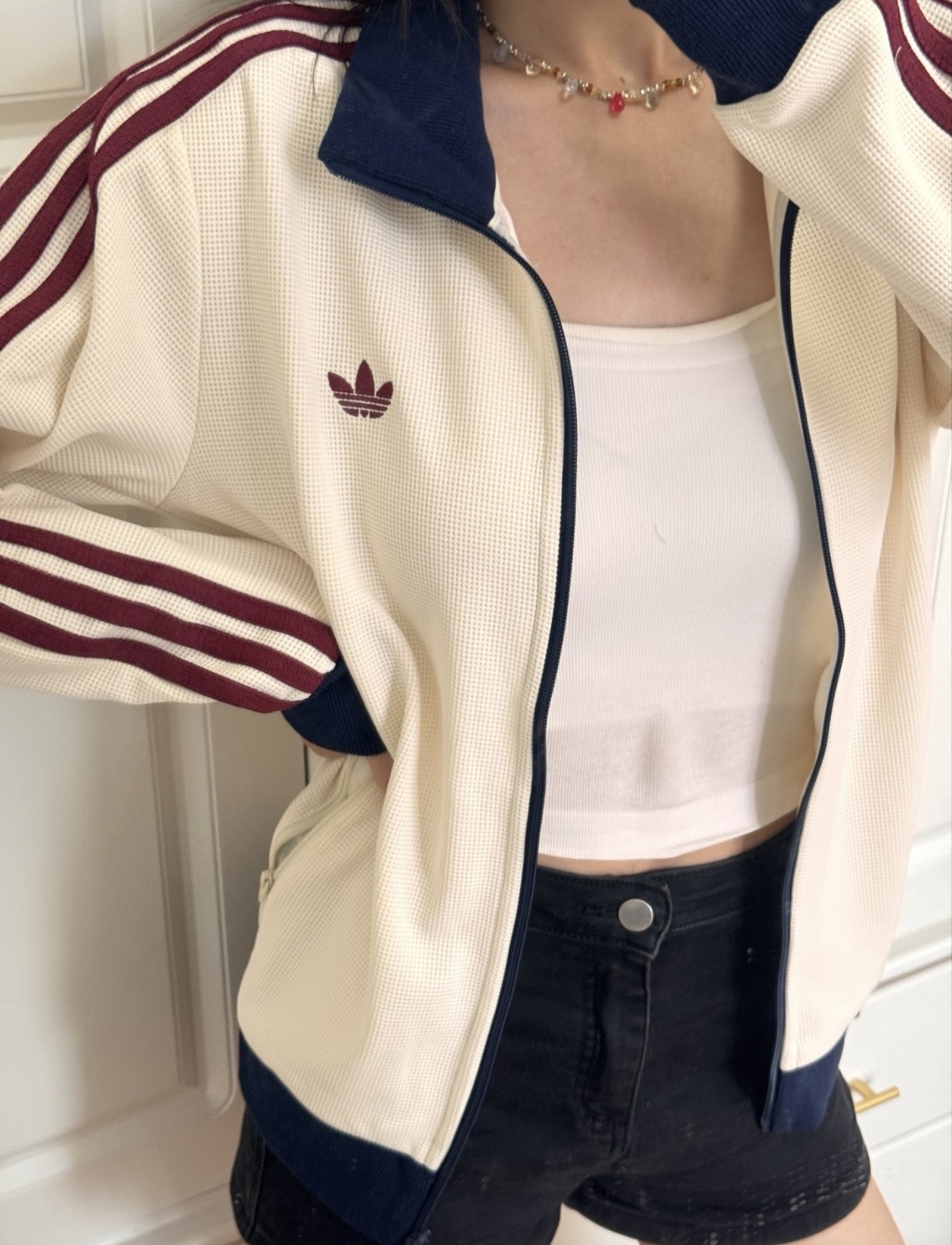 ADIDAS ORIGINALS 復古 華夫格 立領外套